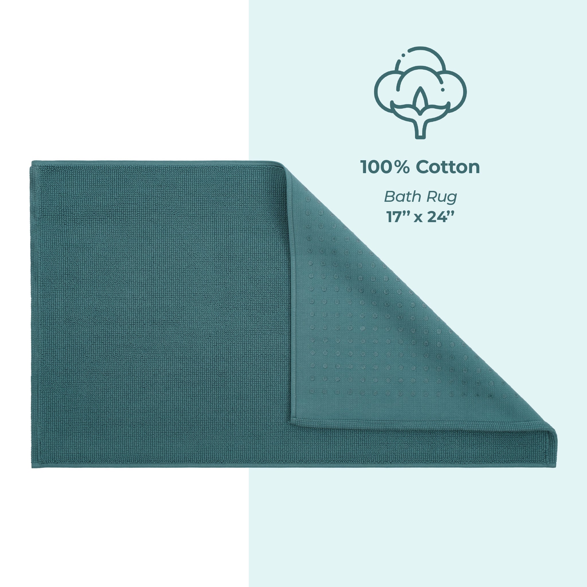 American Soft Linen 100% Cotton Bath Mat Rugs, 17x24 inches Slip Resistant Bottom Base Bath Mats for Bathroom