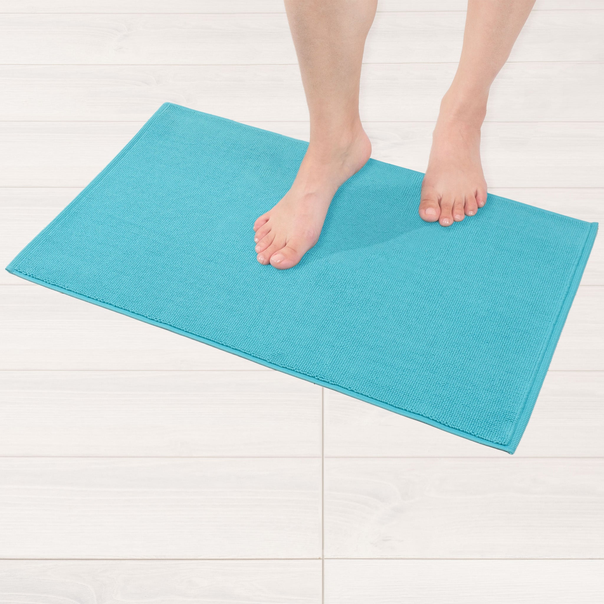 American Soft Linen 100% Cotton Bath Mat Rugs, 17x24 inches Slip Resistant Bottom Base Bath Mats for Bathroom
