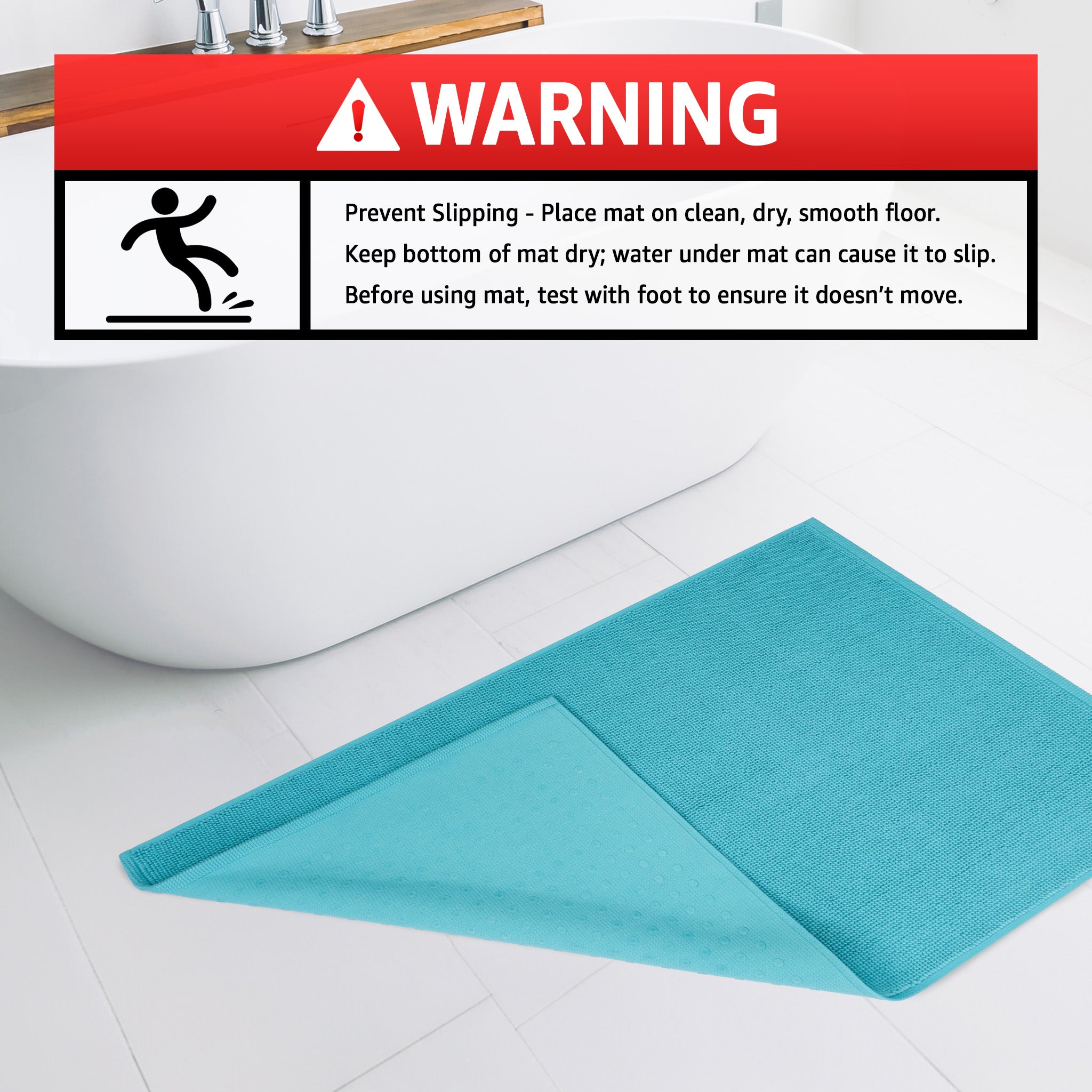 American Soft Linen 100% Cotton Bath Mat Rugs, 17x24 inches Slip Resistant Bottom Base Bath Mats for Bathroom