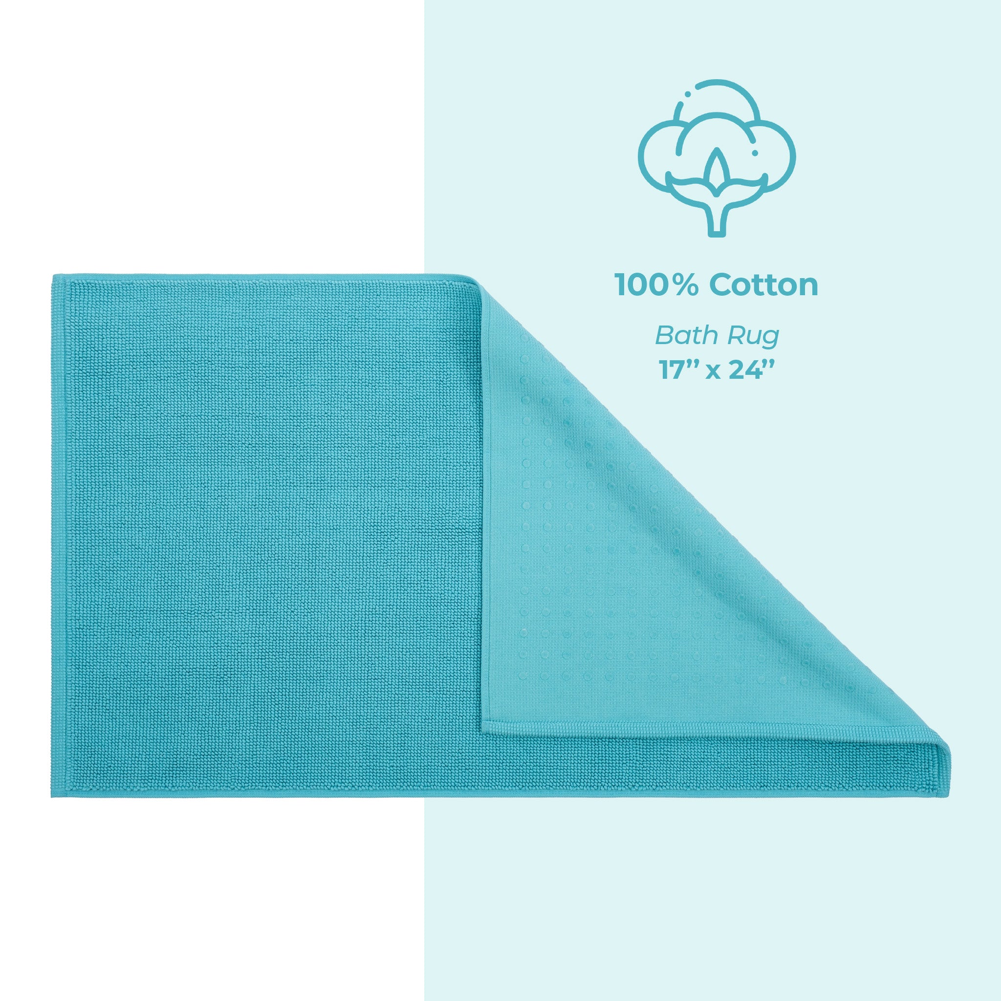 American Soft Linen 100% Cotton Bath Mat Rugs, 17x24 inches Slip Resistant Bottom Base Bath Mats for Bathroom
