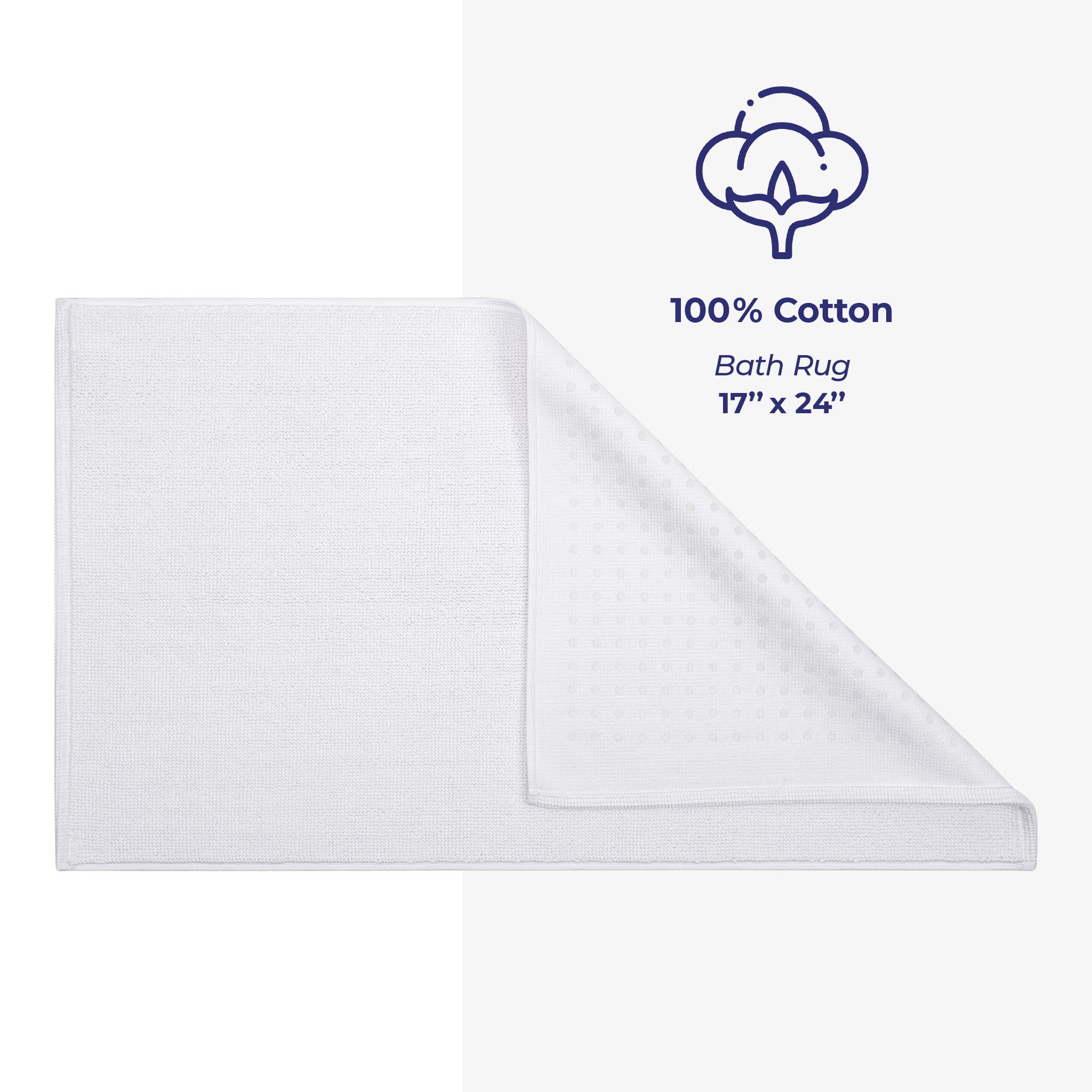 American Soft Linen 100% Cotton Bath Mat Rugs, 17x24 inches Slip Resistant Bottom Base Bath Mats for Bathroom