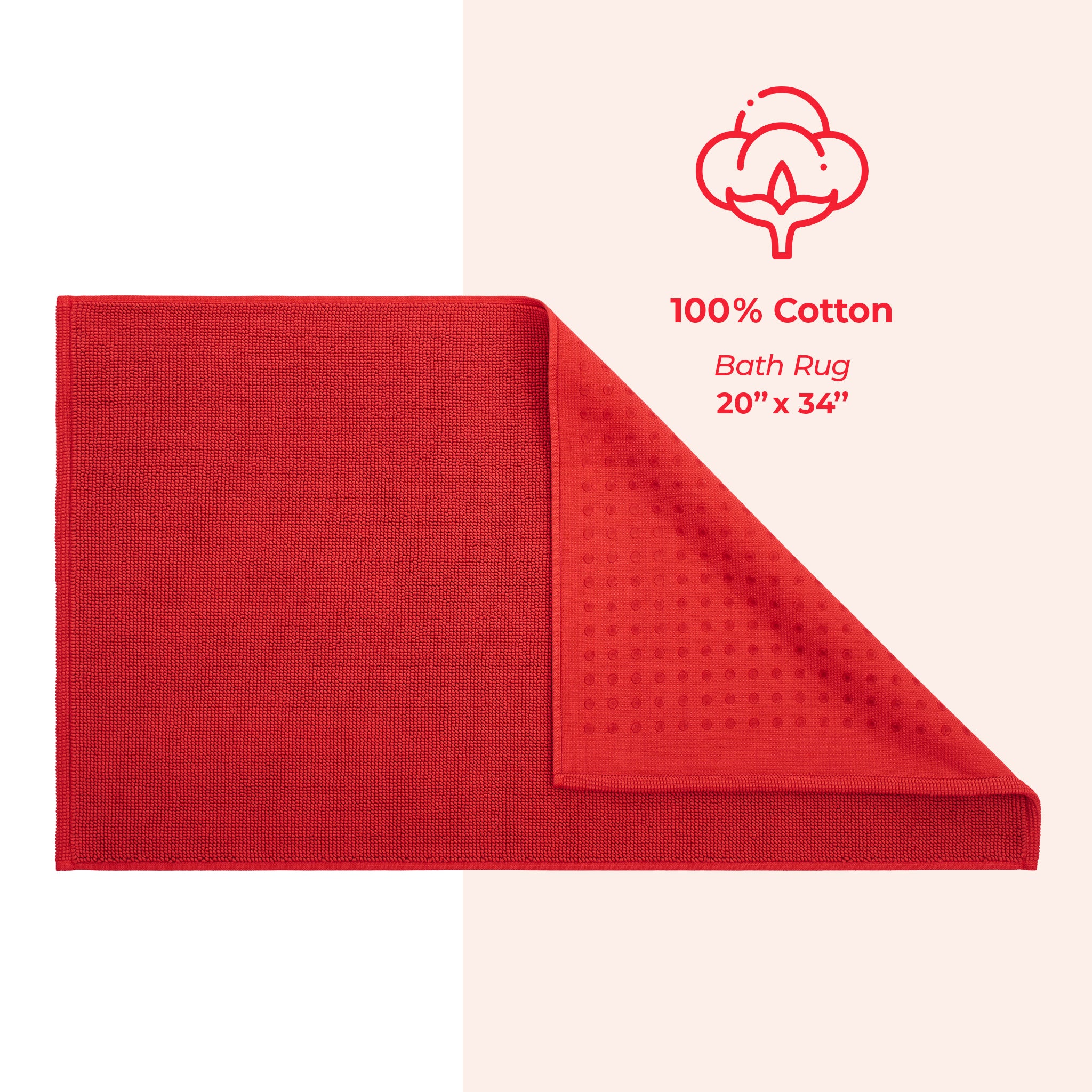 American Soft Linen 100% Cotton Bath Mat Rugs, 17x24 inches with Silicone Backing, Soft Absorbent Grip-Enhanced Bath Mats for Bathroom - 50 Set Case Pack