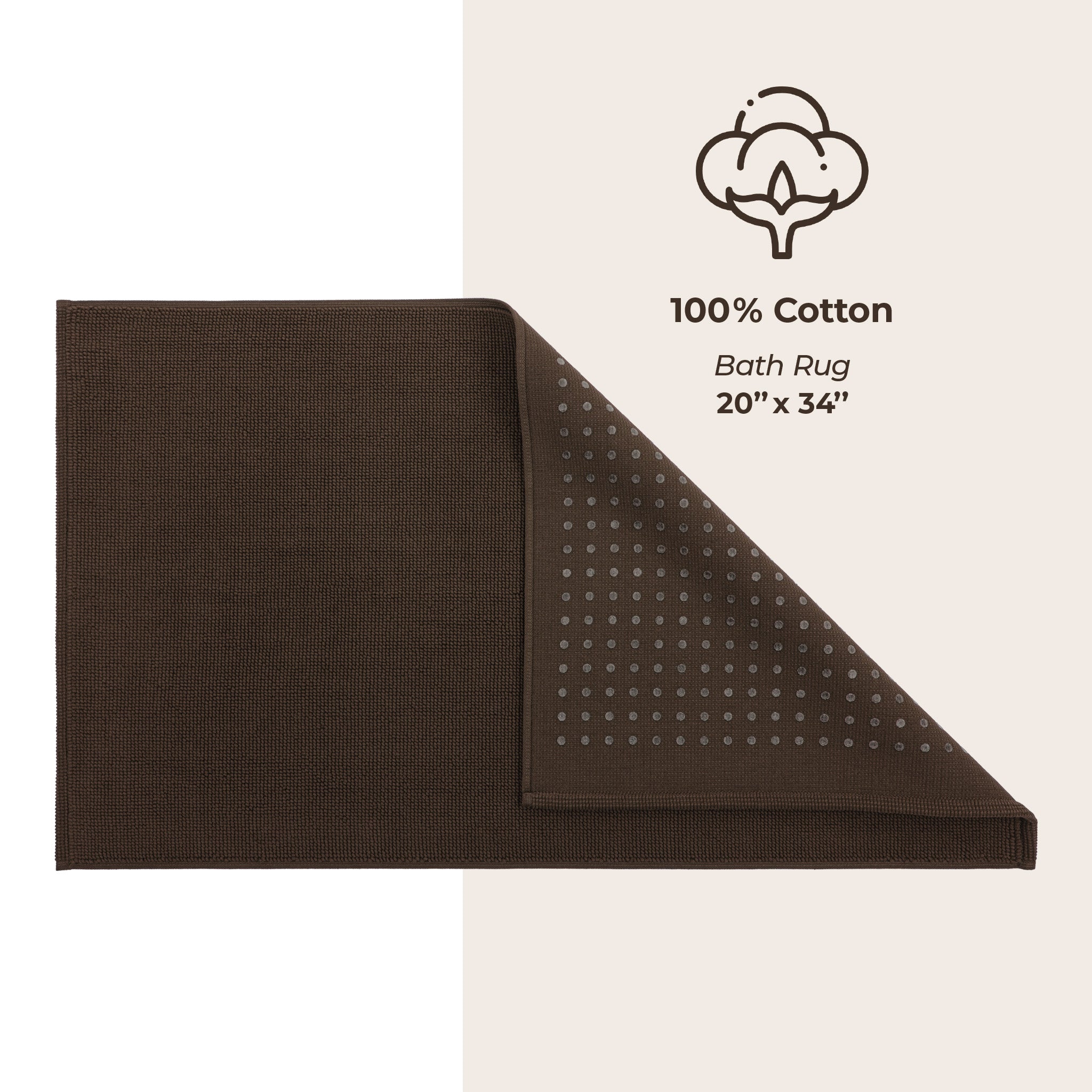 American Soft Linen 100% Cotton Bath Mat Rugs, 20x34 inches Slip Resistant Bottom Base Bath Mats for Bathroom