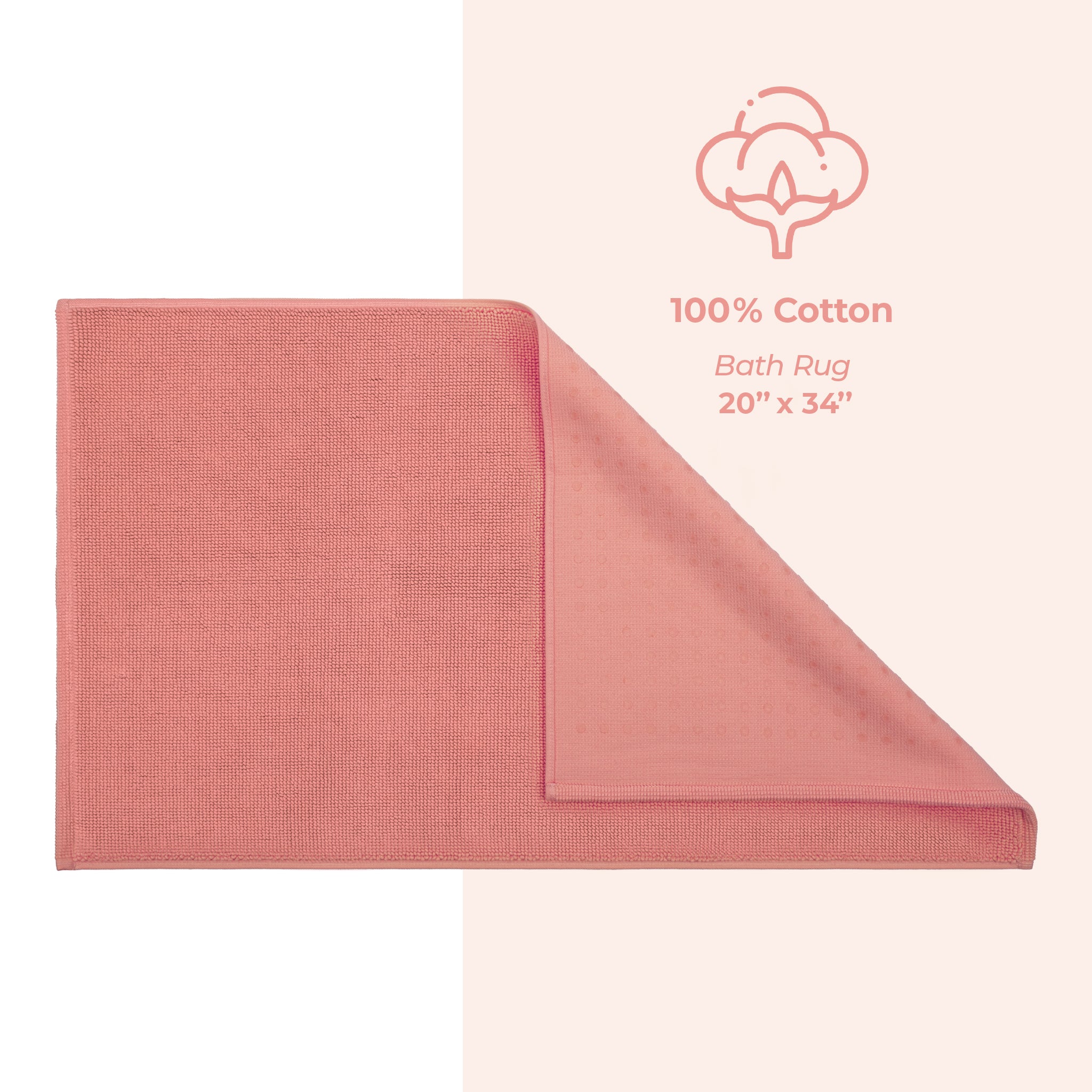 American Soft Linen 100% Cotton Bath Mat Rugs, 20x34 inches Slip Resistant Bottom Base Bath Mats for Bathroom