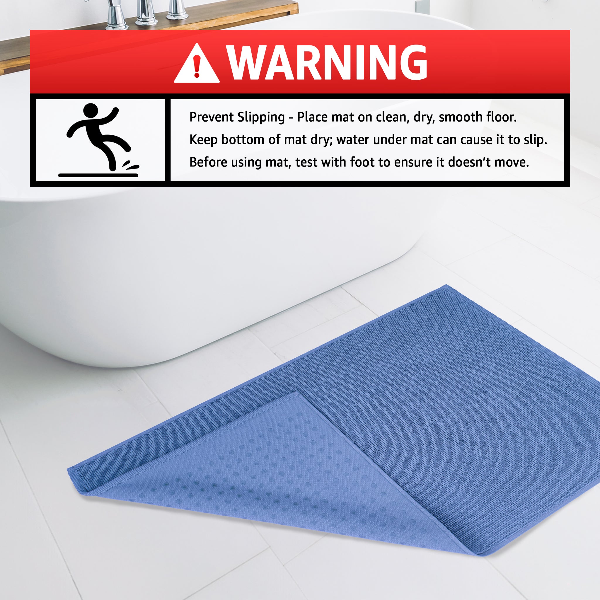 American Soft Linen 100% Cotton Bath Mat Rugs, 20x34 inches with Silicone Backing, Soft Absorbent Grip-Enhanced Bath Mats for Bathroom