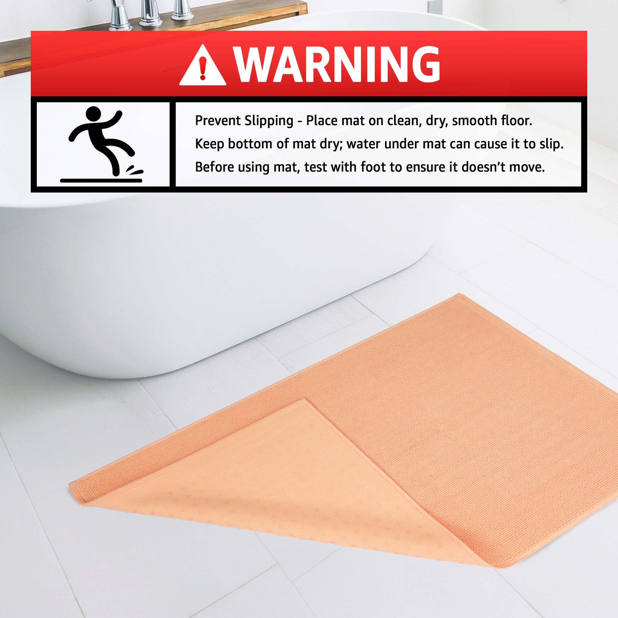 American Soft Linen 100% Cotton Bath Mat Rugs, 20x34 inches Slip Resistant Bottom Base Bath Mats for Bathroom