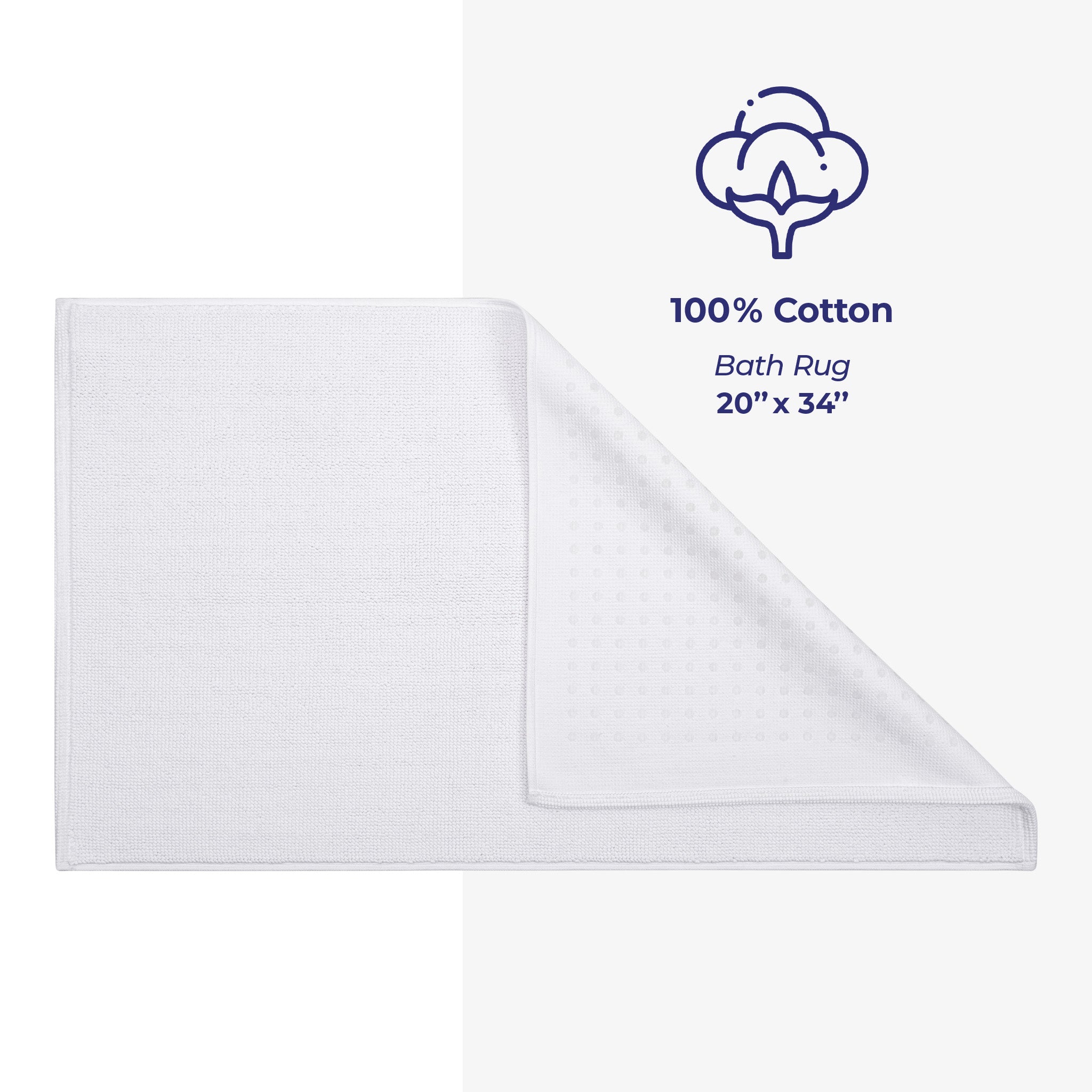 American Soft Linen 100% Cotton Bath Mat Rugs, 20x34 inches Slip Resistant Bottom Base Bath Mats for Bathroom
