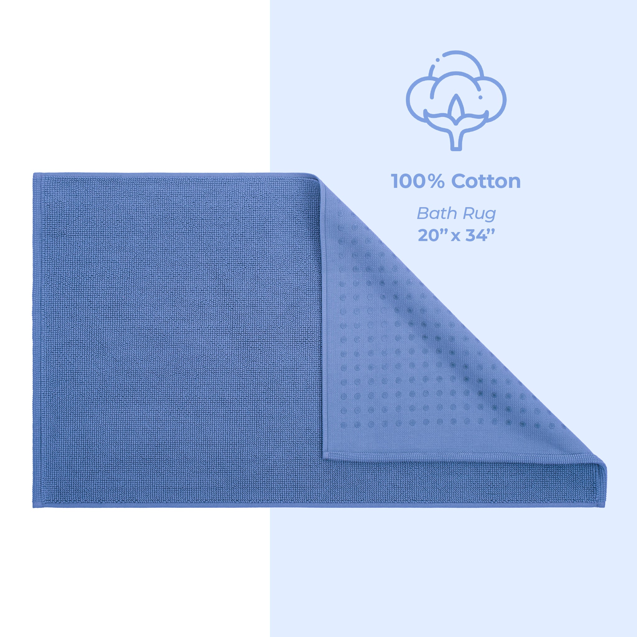 American Soft Linen 100% Cotton Bath Mat Rugs, 20x34 inches with Silicone Backing, Soft Absorbent Grip-Enhanced Bath Mats for Bathroom - 35 Set Case Pack
