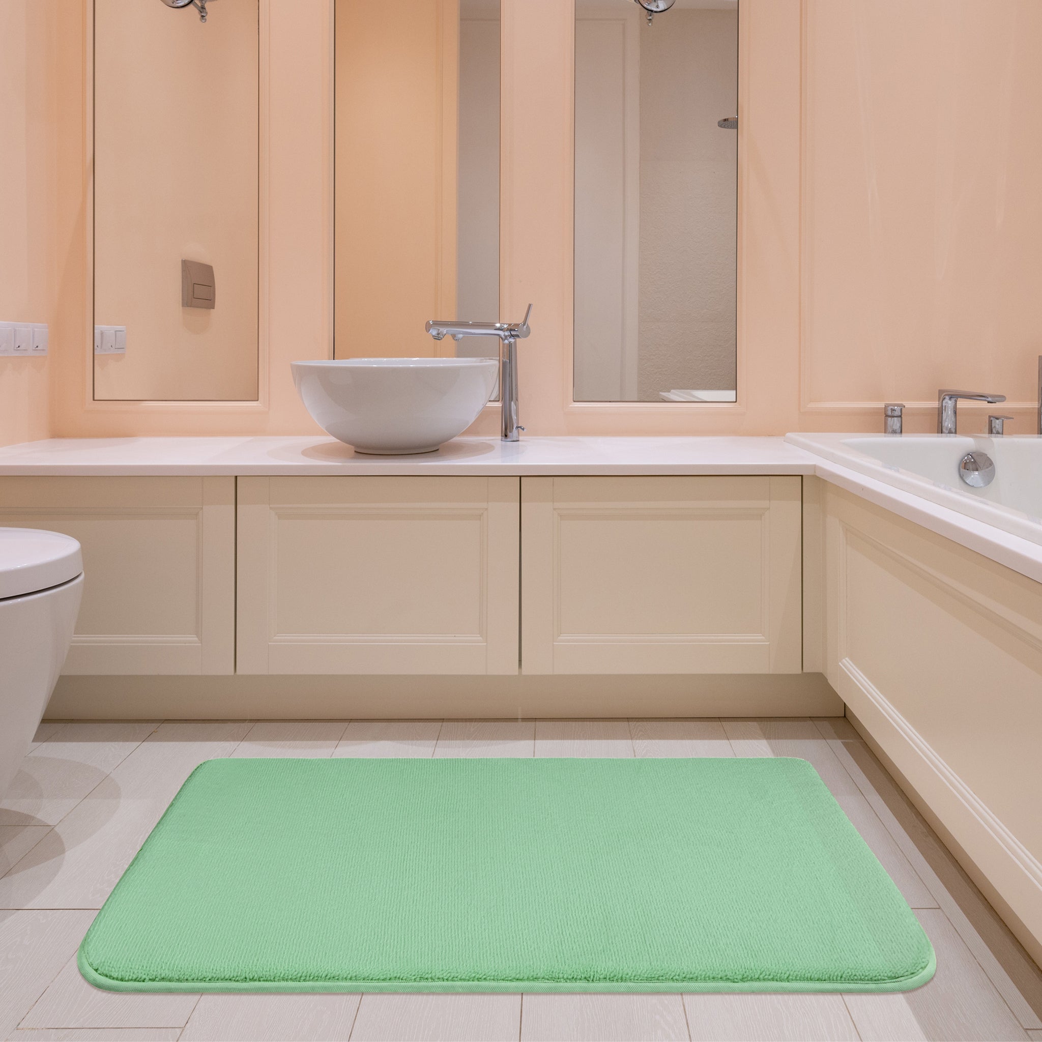 American Soft Linen Fluffy Foamed Bath Rug, 21x32 inches Bath Rugs for Bathroom, 100% Polyester Upper Fluffy Surface and Slip Resistant Bottom Base - 18 Set Case Pack