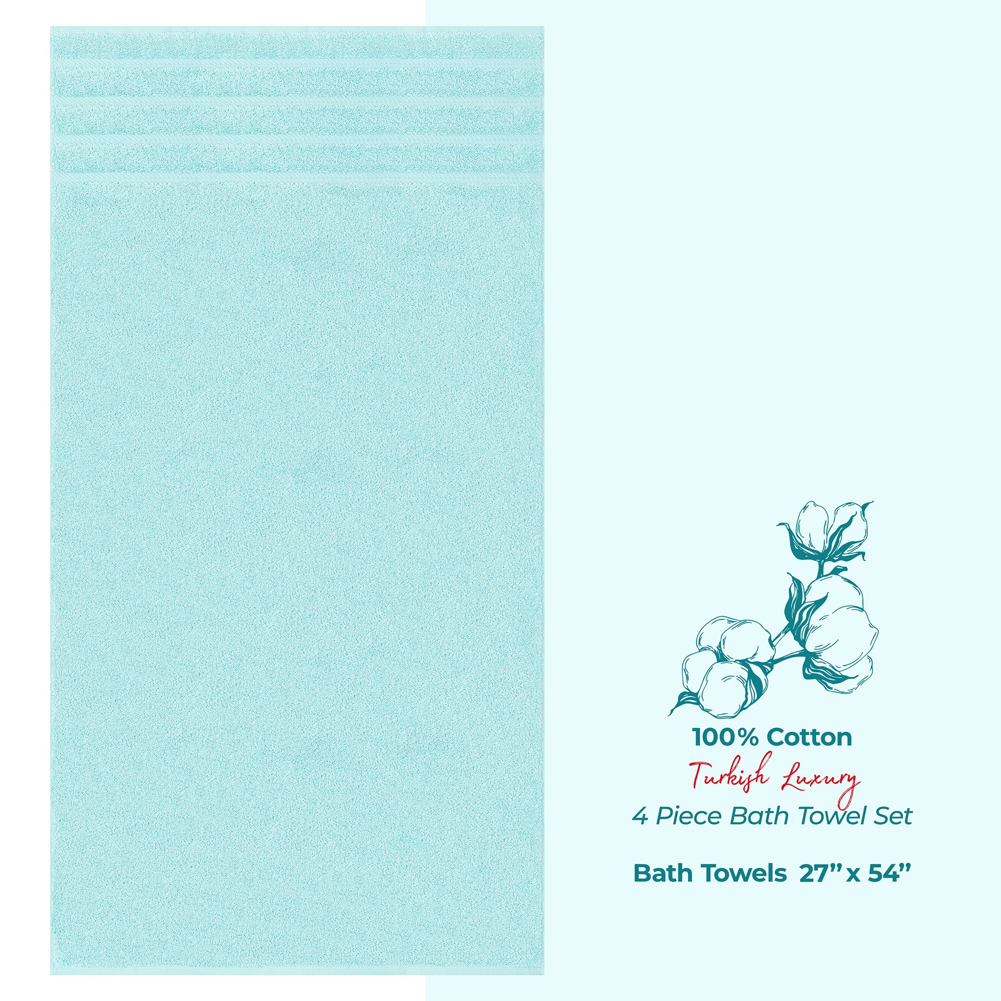 American Soft Linen 100% Cotton Turkish Towels for Bathroom, 4 Pack Bath Towel Set, Super Soft, Extra Large Bath Towels