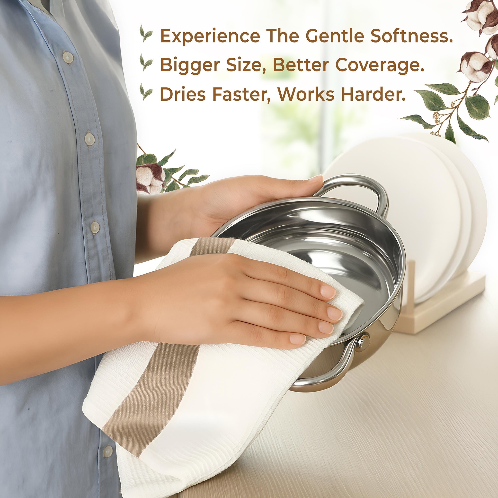 American Soft Linen 4 Packed Dish Towels, 100% Cotton Dish Cloths for Kitchen (BEST PRICE💖 )