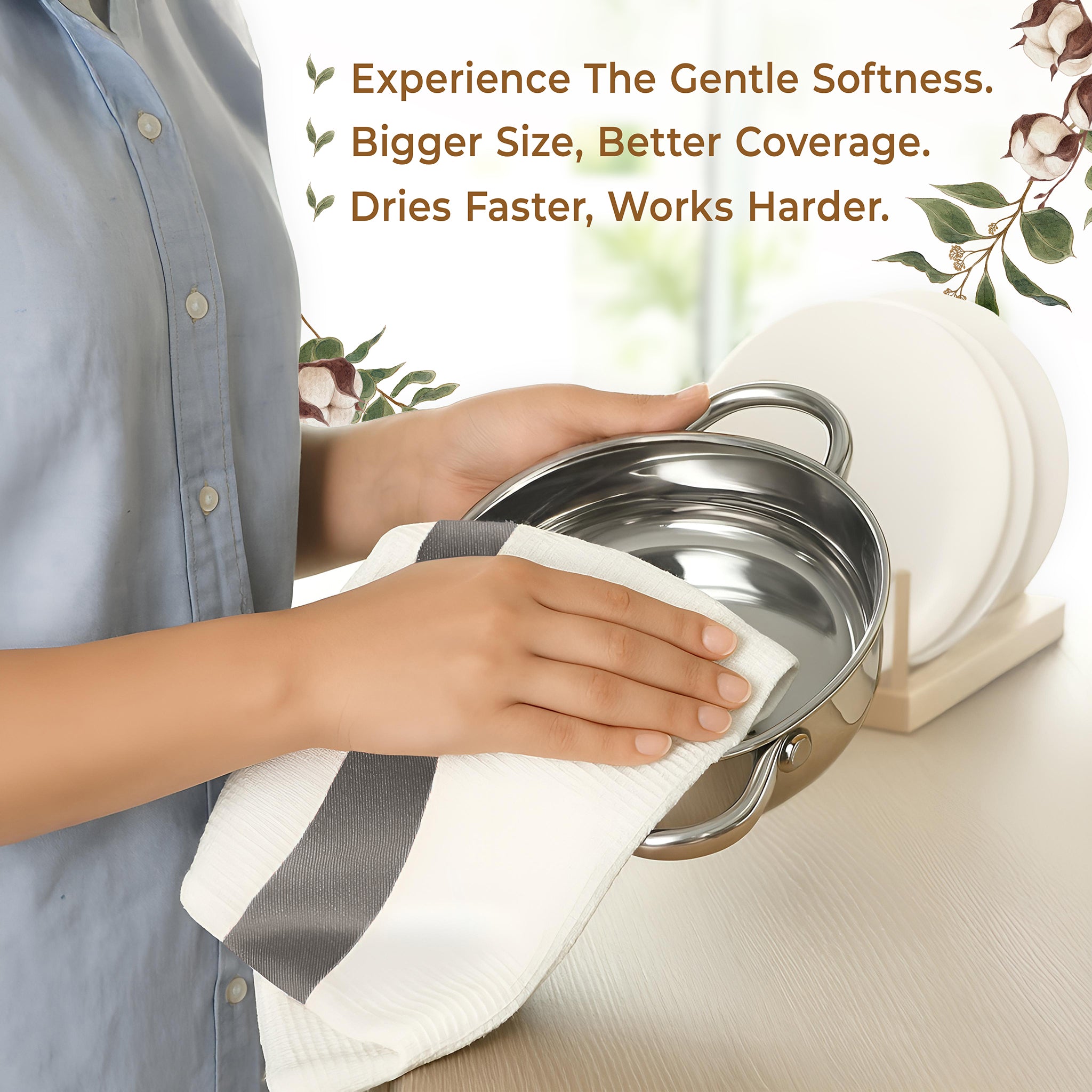 American Soft Linen 4 Packed Dish Towels, 100% Cotton Dish Cloths for Kitchen (BEST PRICE💖 )