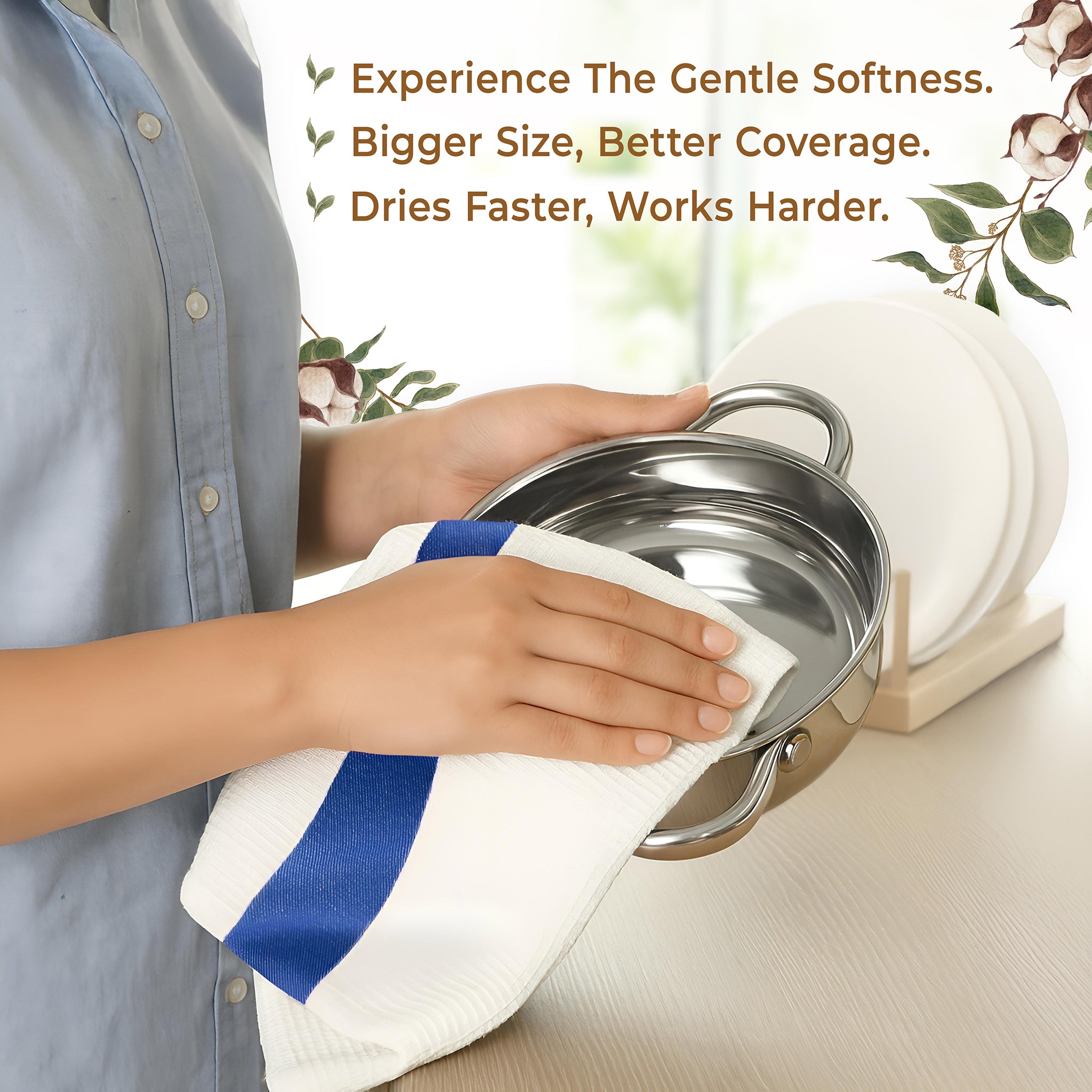 American Soft Linen 4 Packed Dish Towels, 100% Cotton Dish Cloths for Kitchen (BEST PRICE💖 )