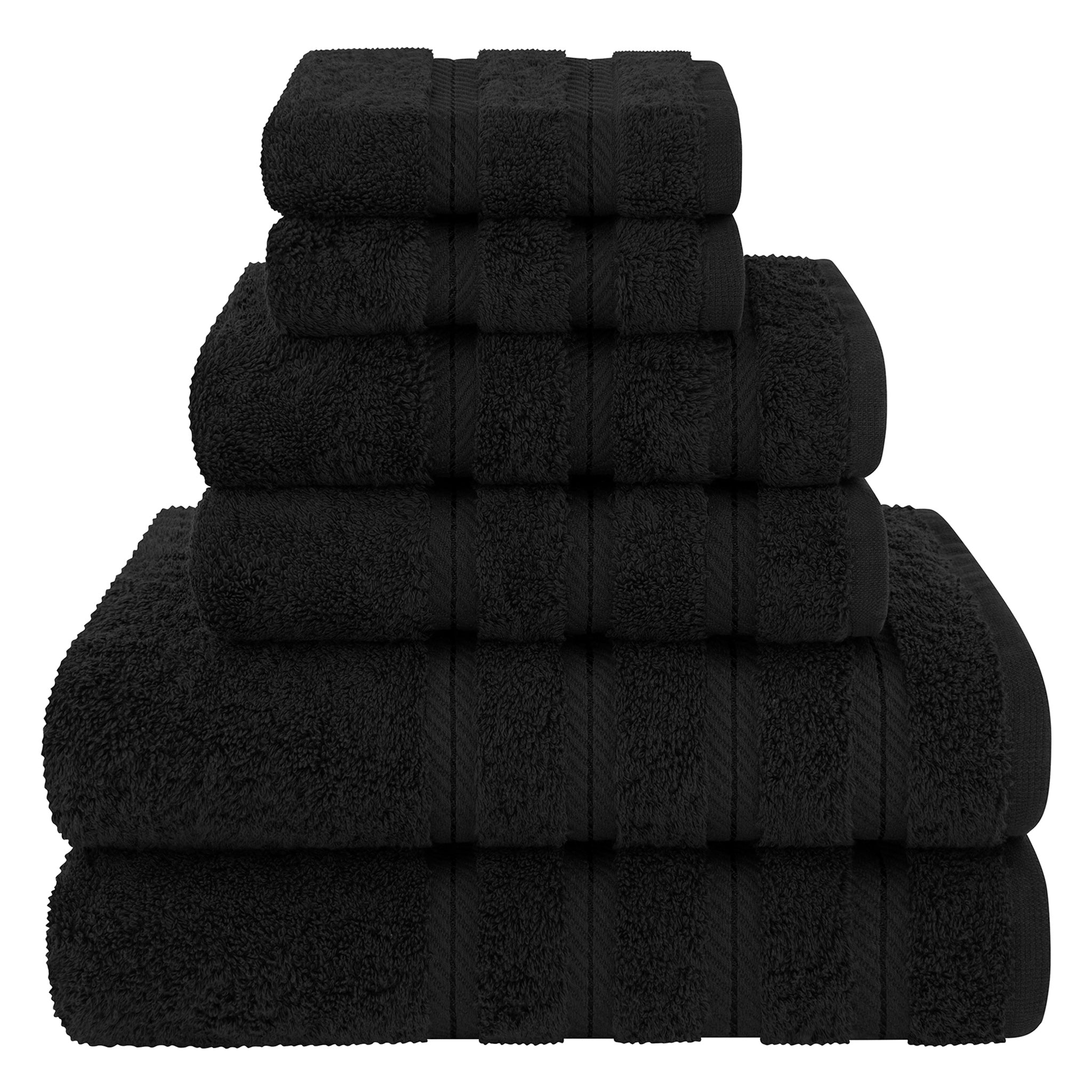 American Soft Linen 6 Piece Best Bath Towels Set 100% Cotton Turkish Towels with 20 Different Colors Black-1