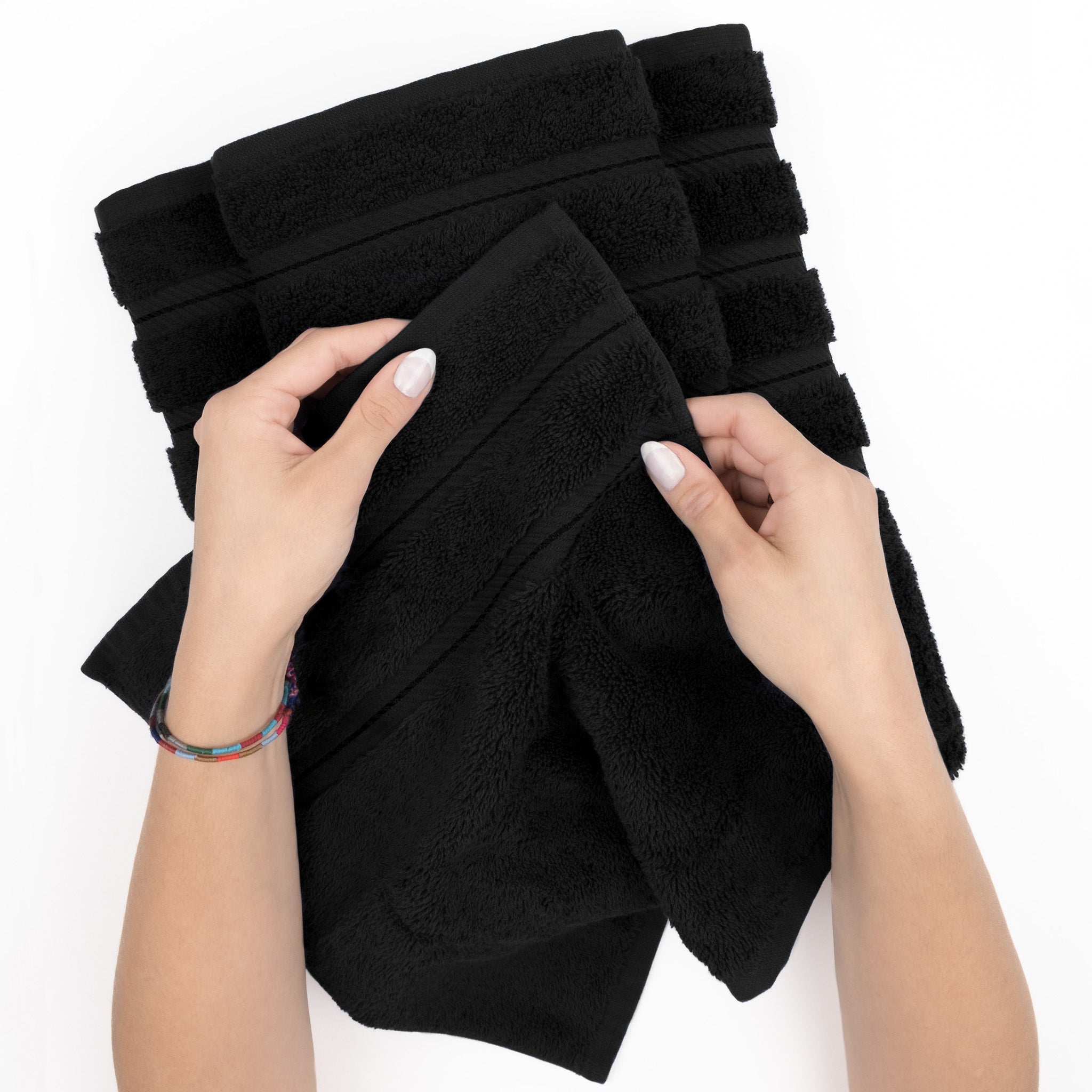 American Soft Linen 6 Piece Best Bath Towels Set 100% Cotton Turkish Towels with 20 Different Colors Black-5