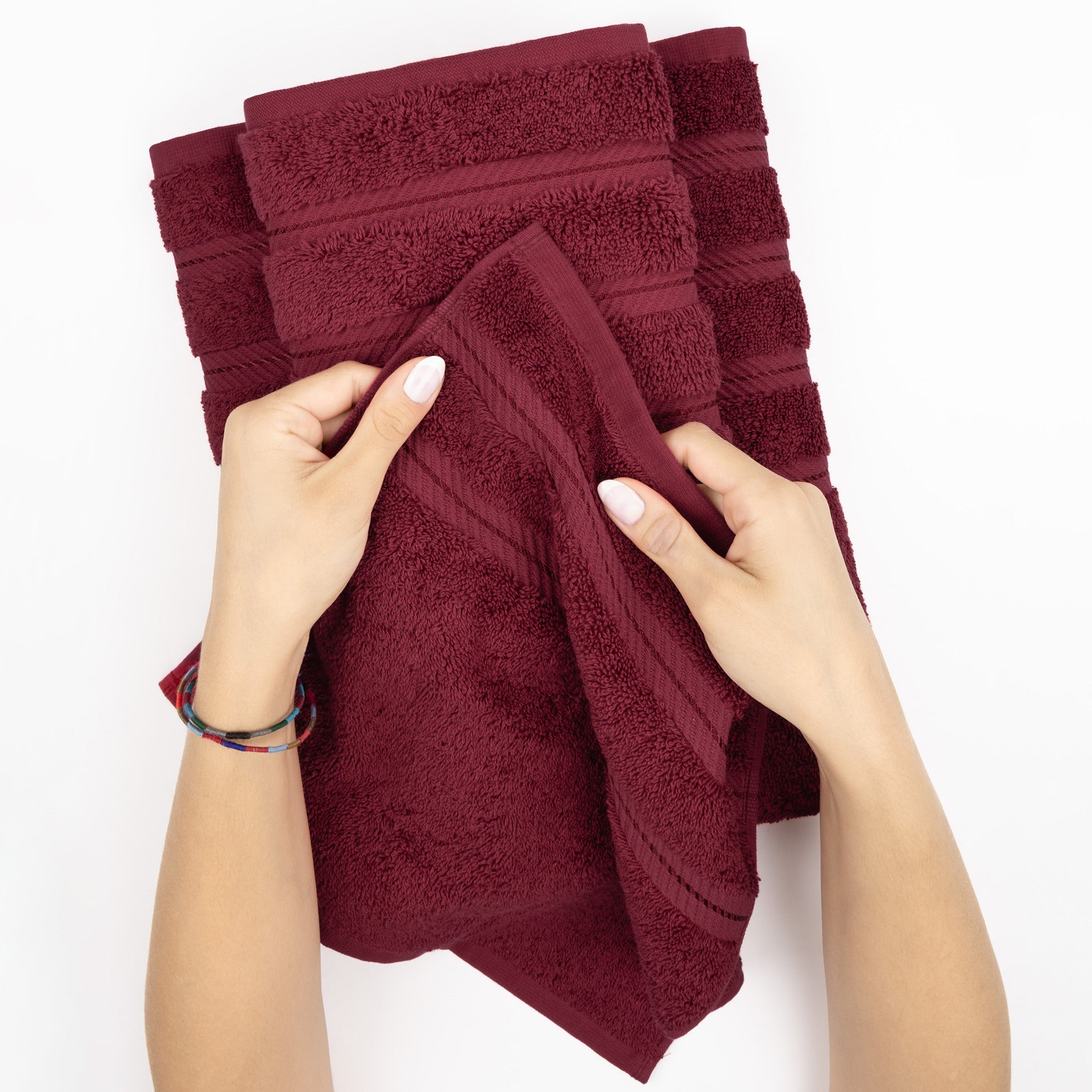 American Soft Linen 6 Piece Best Bath Towels Set 100% Cotton Turkish Towels with 20 Different Colors Bordeaux-Red-5