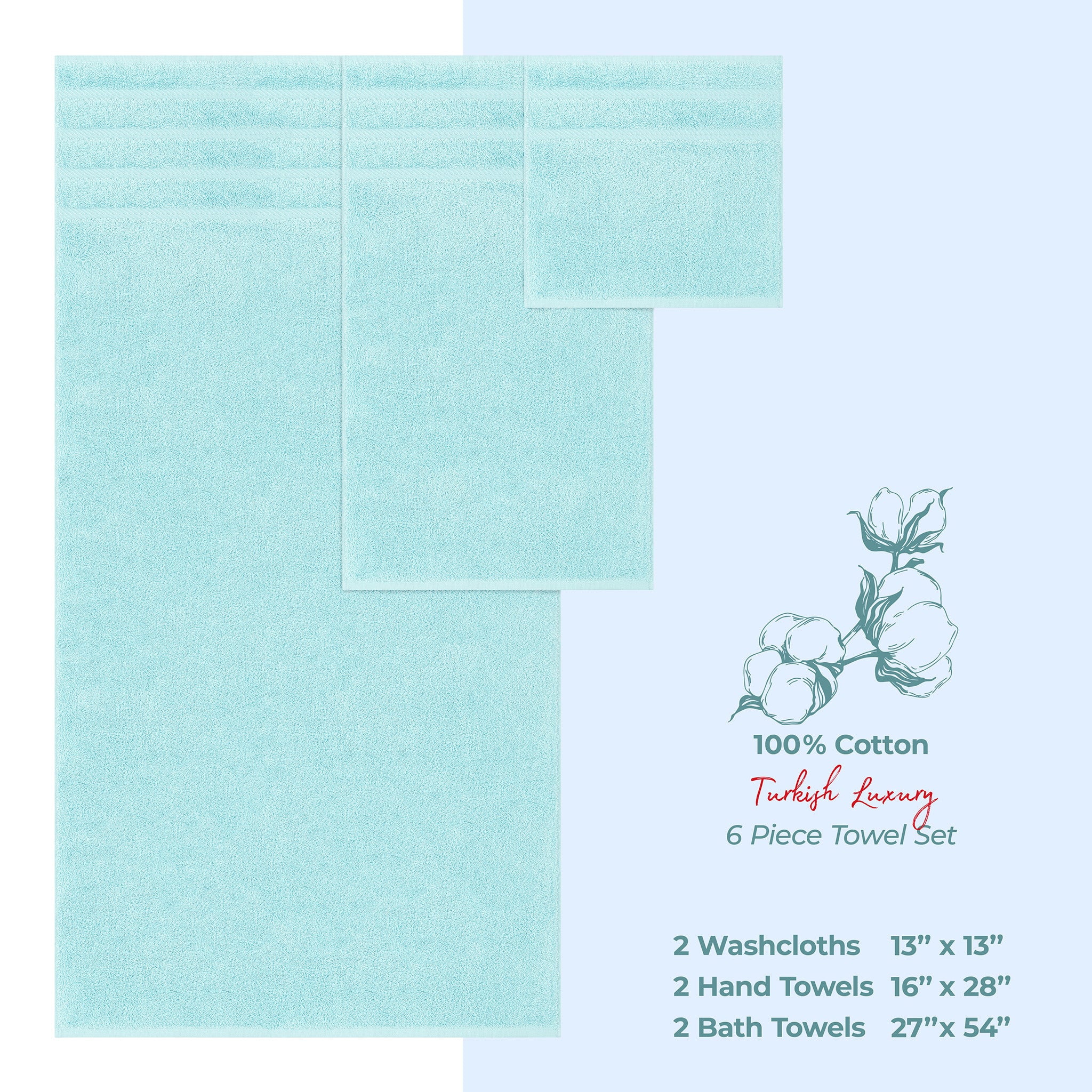 American Soft Linen 100% Cotton Turkish Towels, 6 Piece Bath Towel Set with 20 Different Colors
