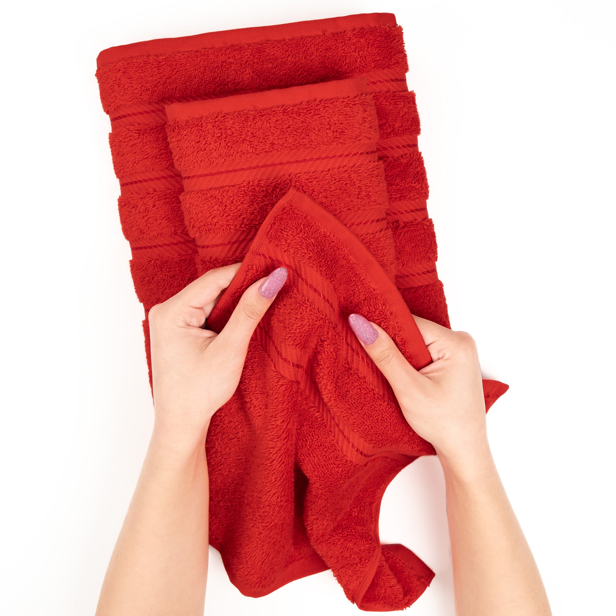 American Soft Linen 6 Piece Best Bath Towels Set 100% Cotton Turkish Towels with 20 Different Colors Red-5