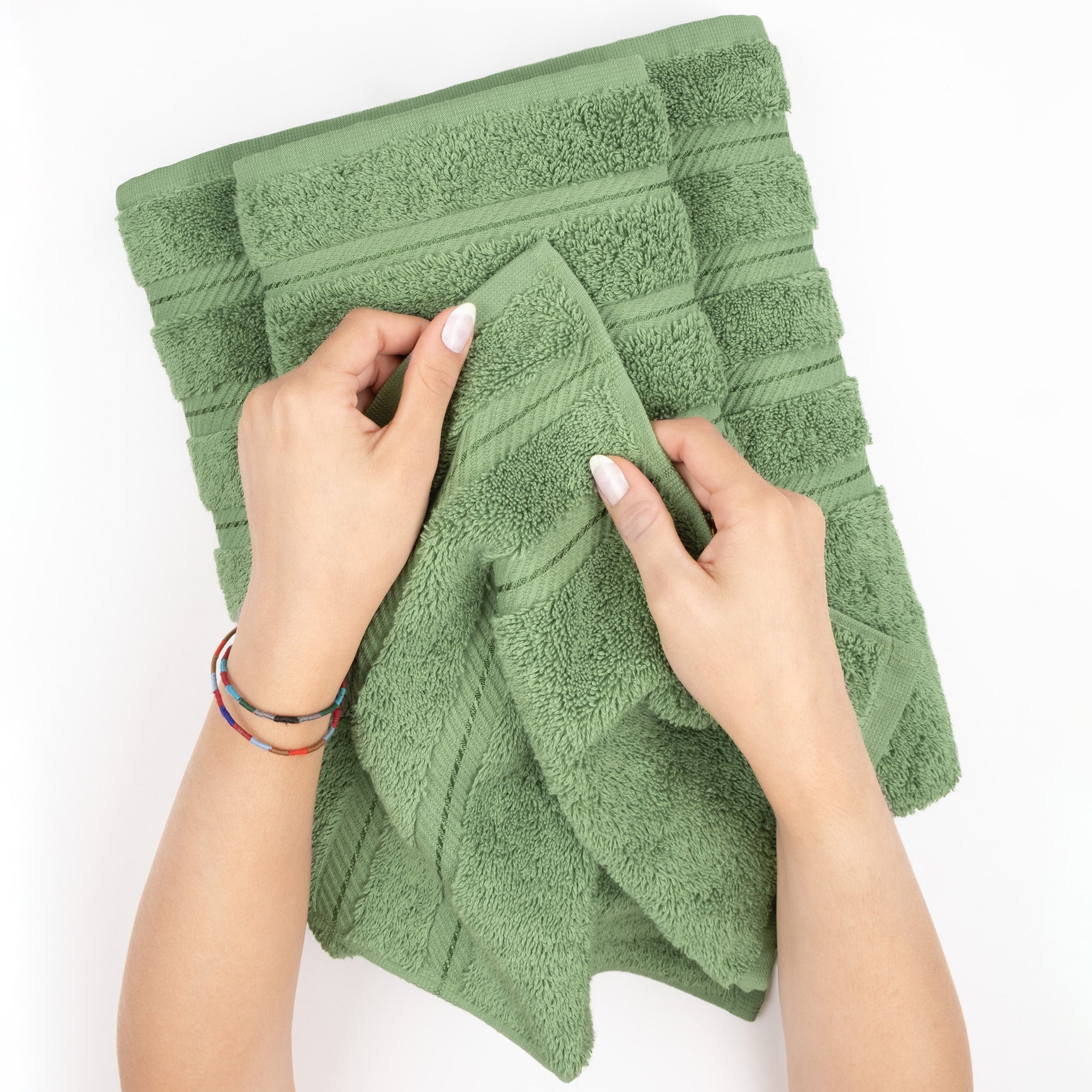 American Soft Linen 6 Piece Best Bath Towels Set 100% Cotton Turkish Towels with 20 Different Colors Sage-Green-5