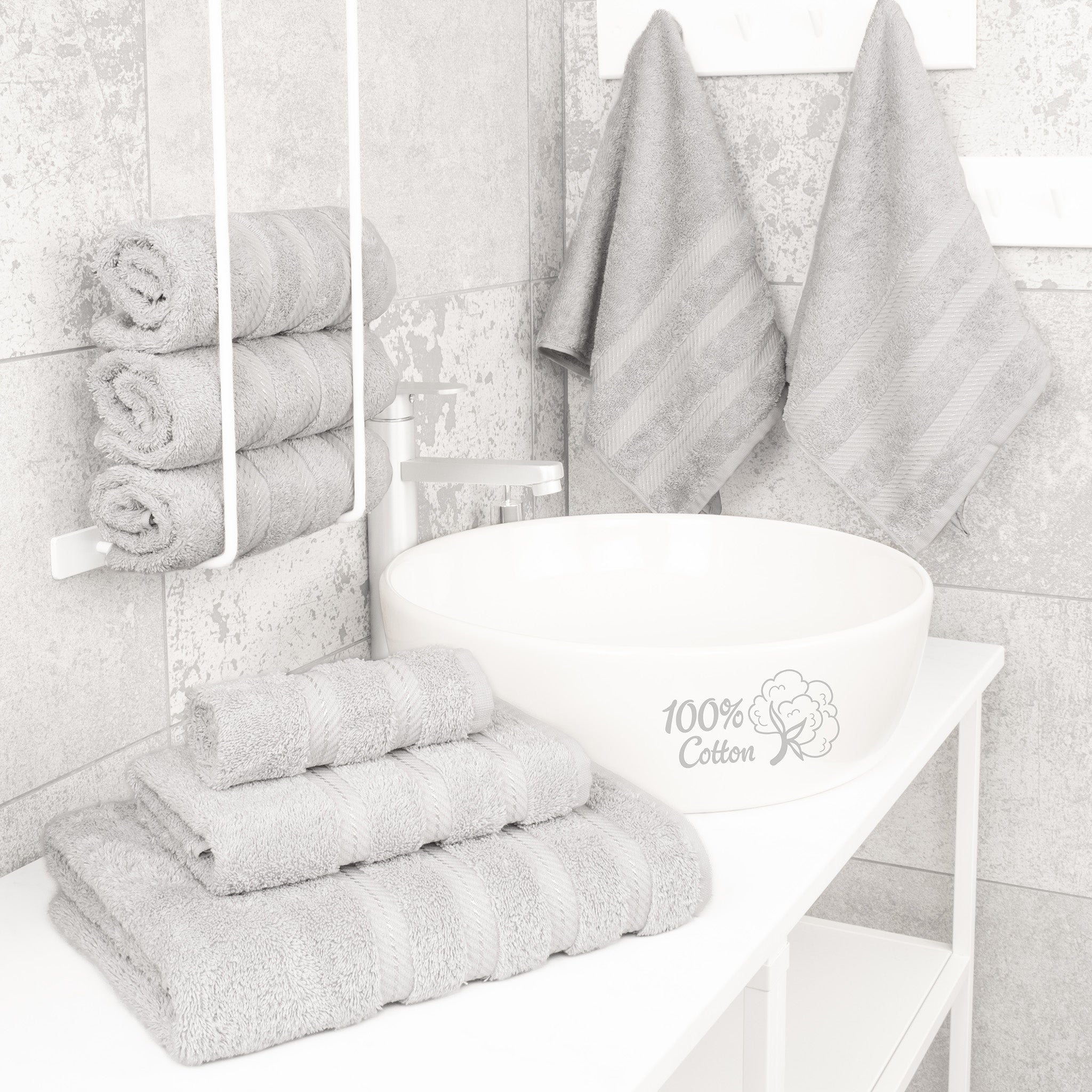 American Soft Linen 6 Piece Best Bath Towels Set 100% Cotton Turkish Towels with 20 Different Colors Silver-Gray-2