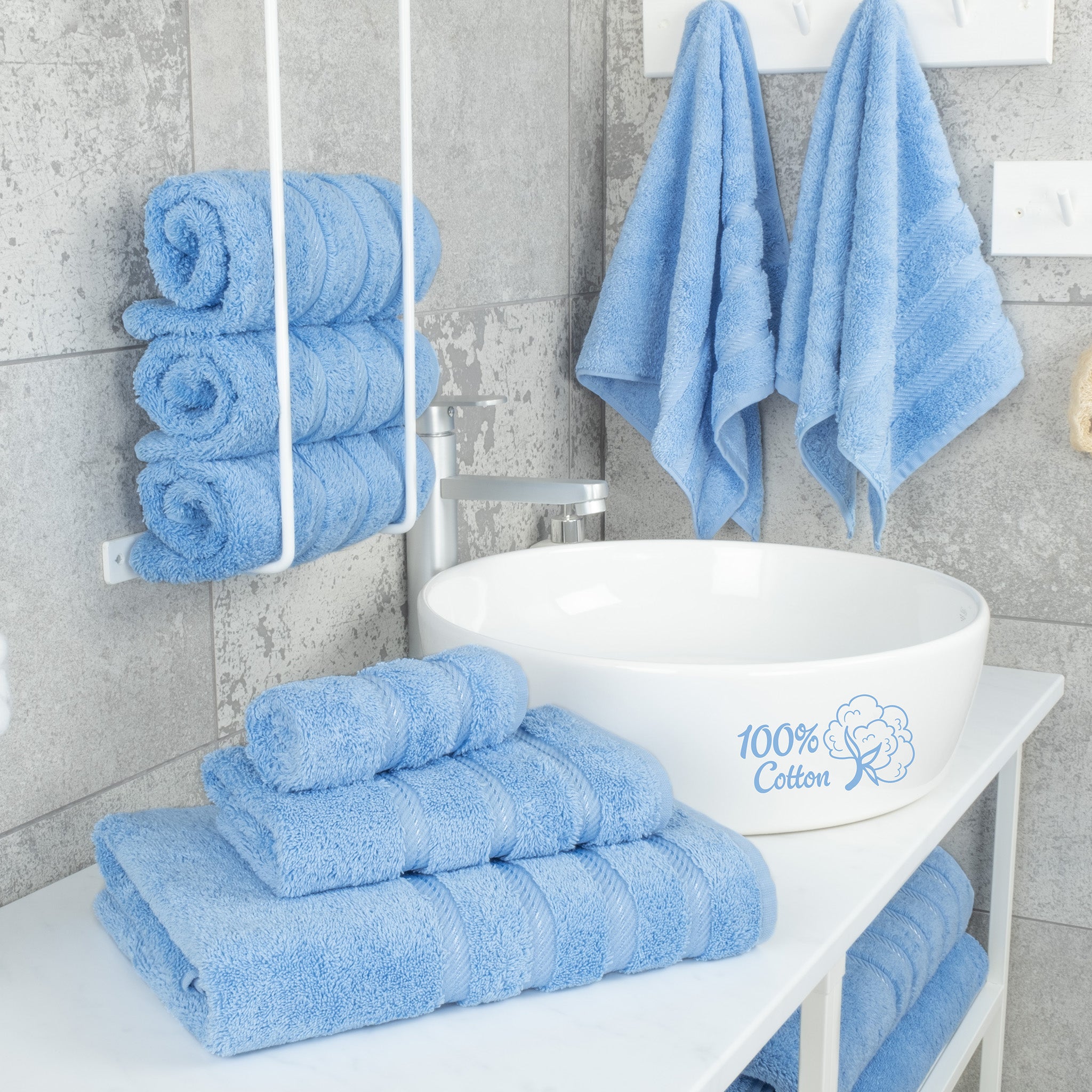 American Soft Linen 6 Piece Best Bath Towels Set 100% Cotton Turkish Towels with 20 Different Colors Sky-Blue-2