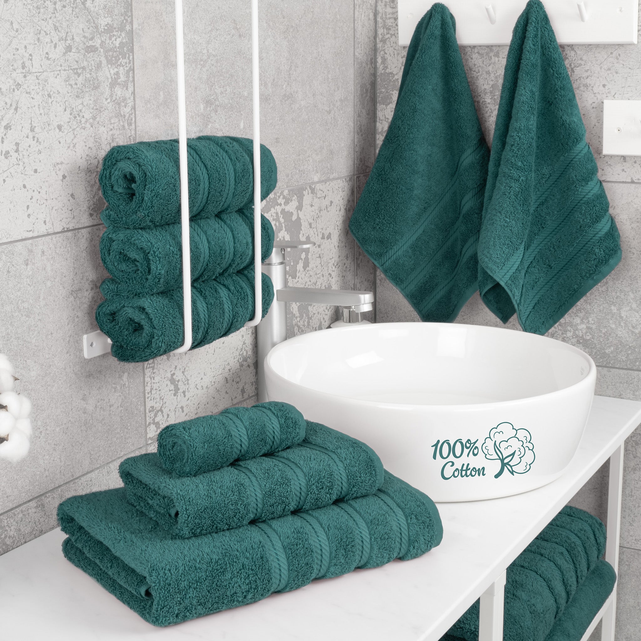 American Soft Linen 6 Piece Best Bath Towels Set 100% Cotton Turkish Towels with 20 Different Colors Teal-2