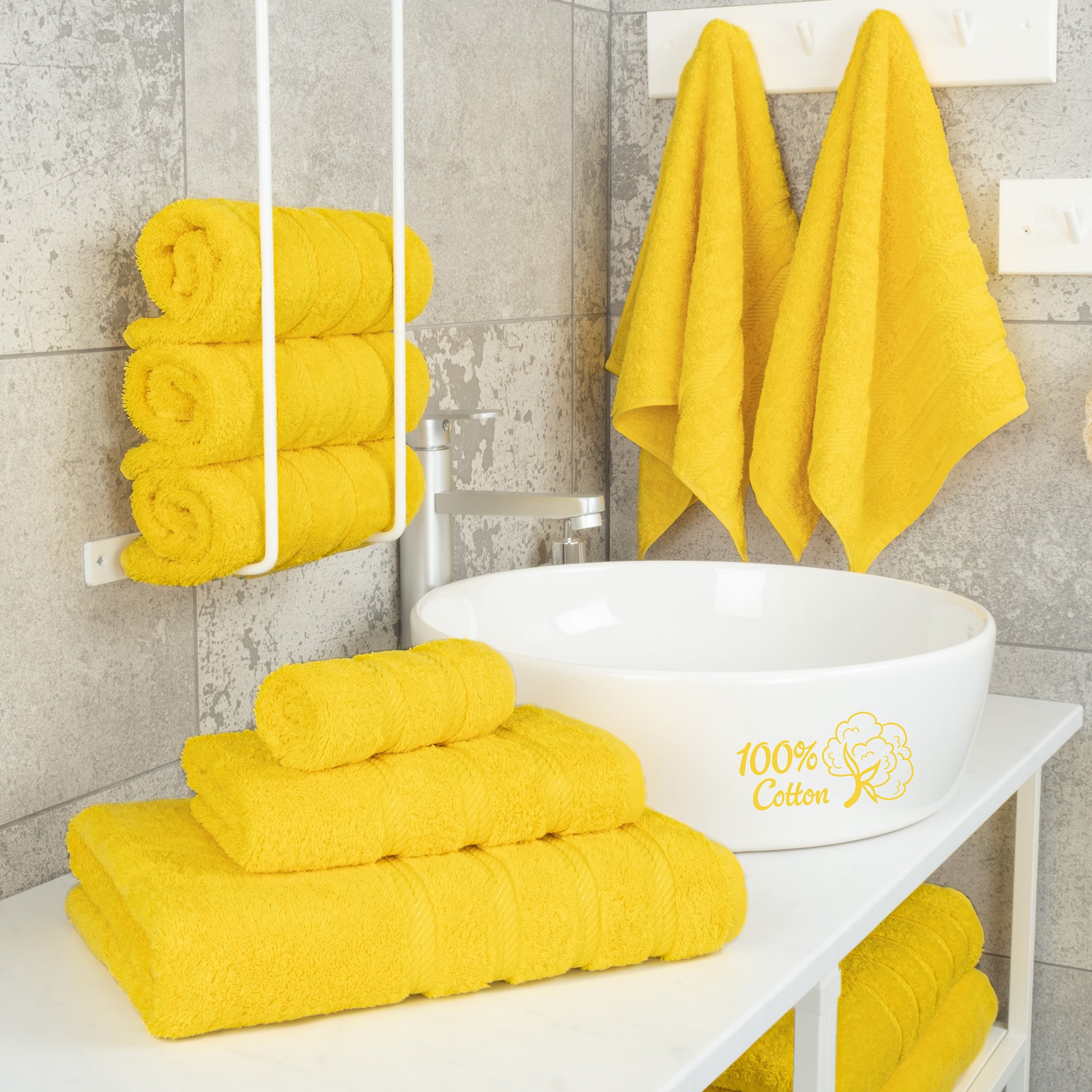 American Soft Linen 6 Piece Best Bath Towels Set 100% Cotton Turkish Towels with 20 Different Colors Yellow-2