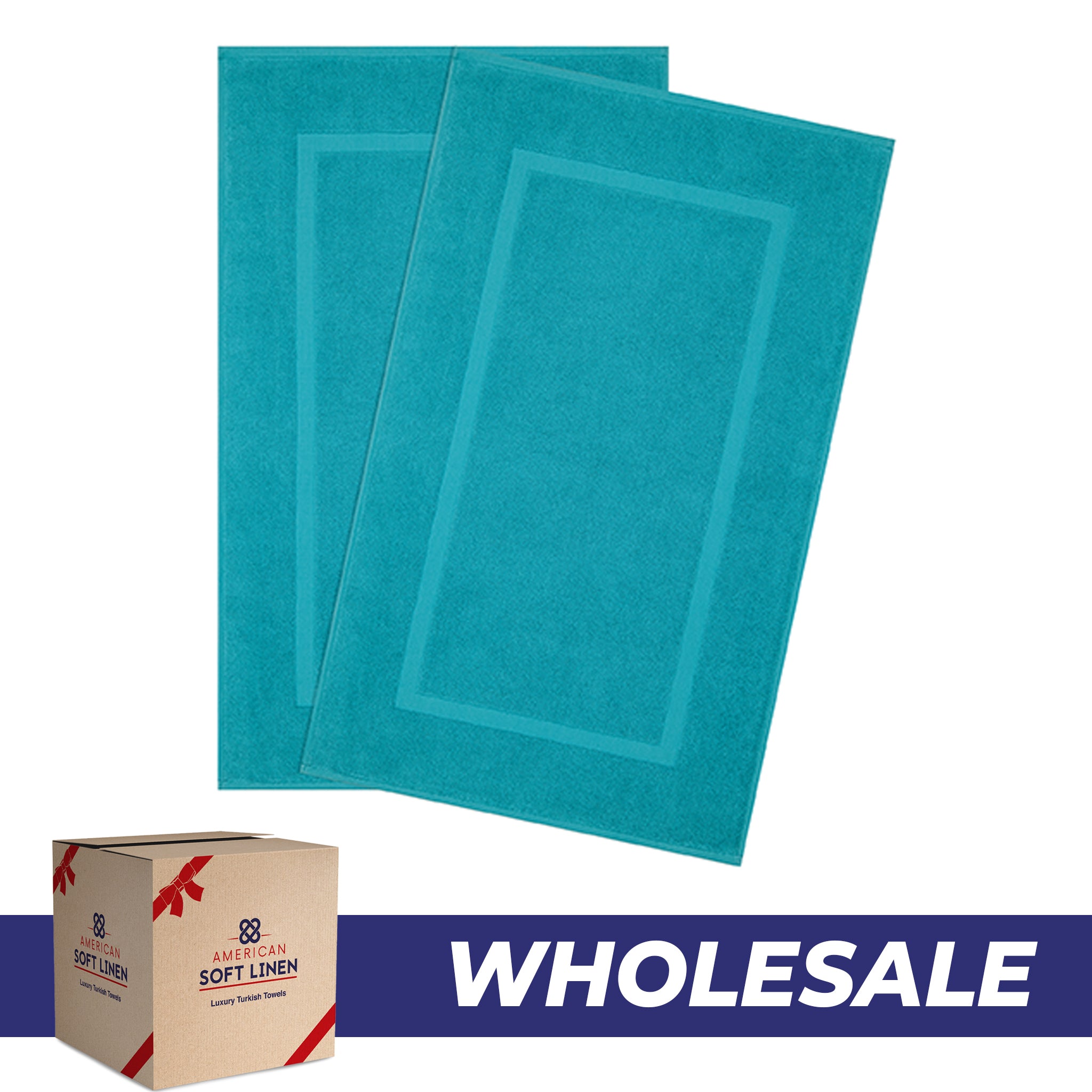 American Soft Linen Bekos 100% Cotton Bath Mat Set, 2 Piece 20x34 inches Wholesale Bath Rugs for Bathroom