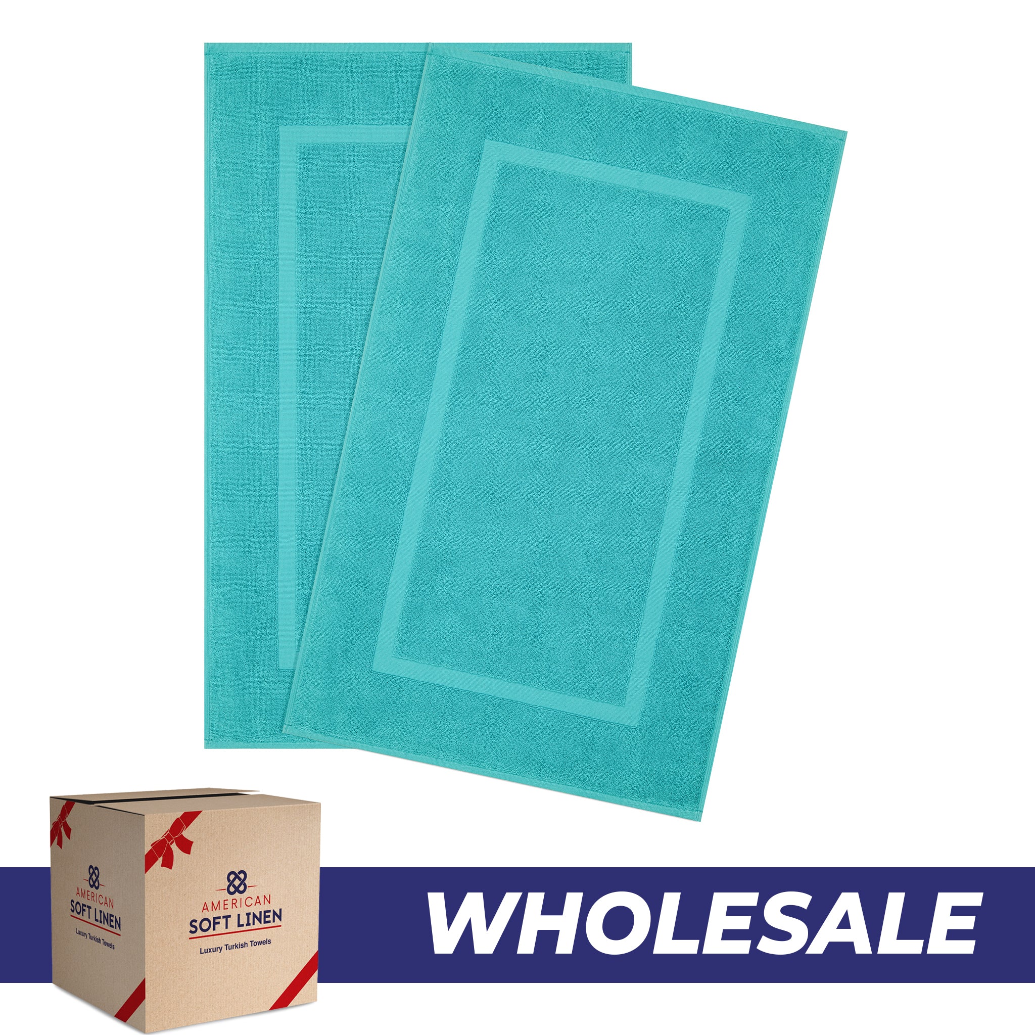 American Soft Linen Bekos 100% Cotton Bath Mat Set, 2 Piece 20x34 inches Wholesale Bath Rugs for Bathroom