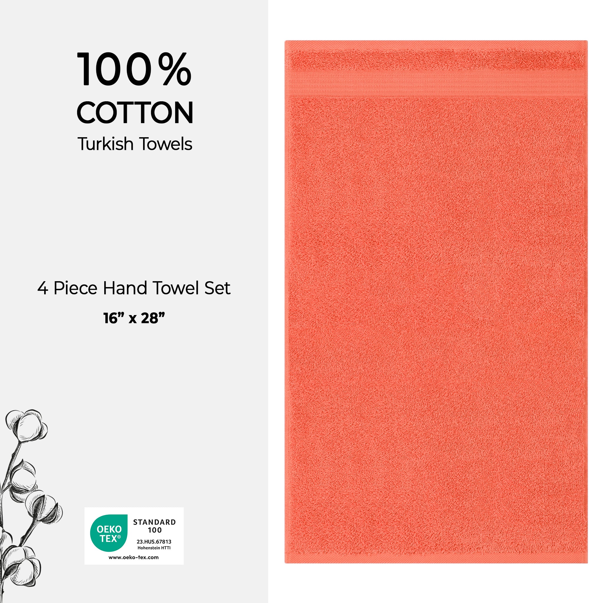 American Soft Linen Bekos 100% Cotton Turkish 4-Piece Hand Towel Sets, Wholesale Luxury Hand Towels