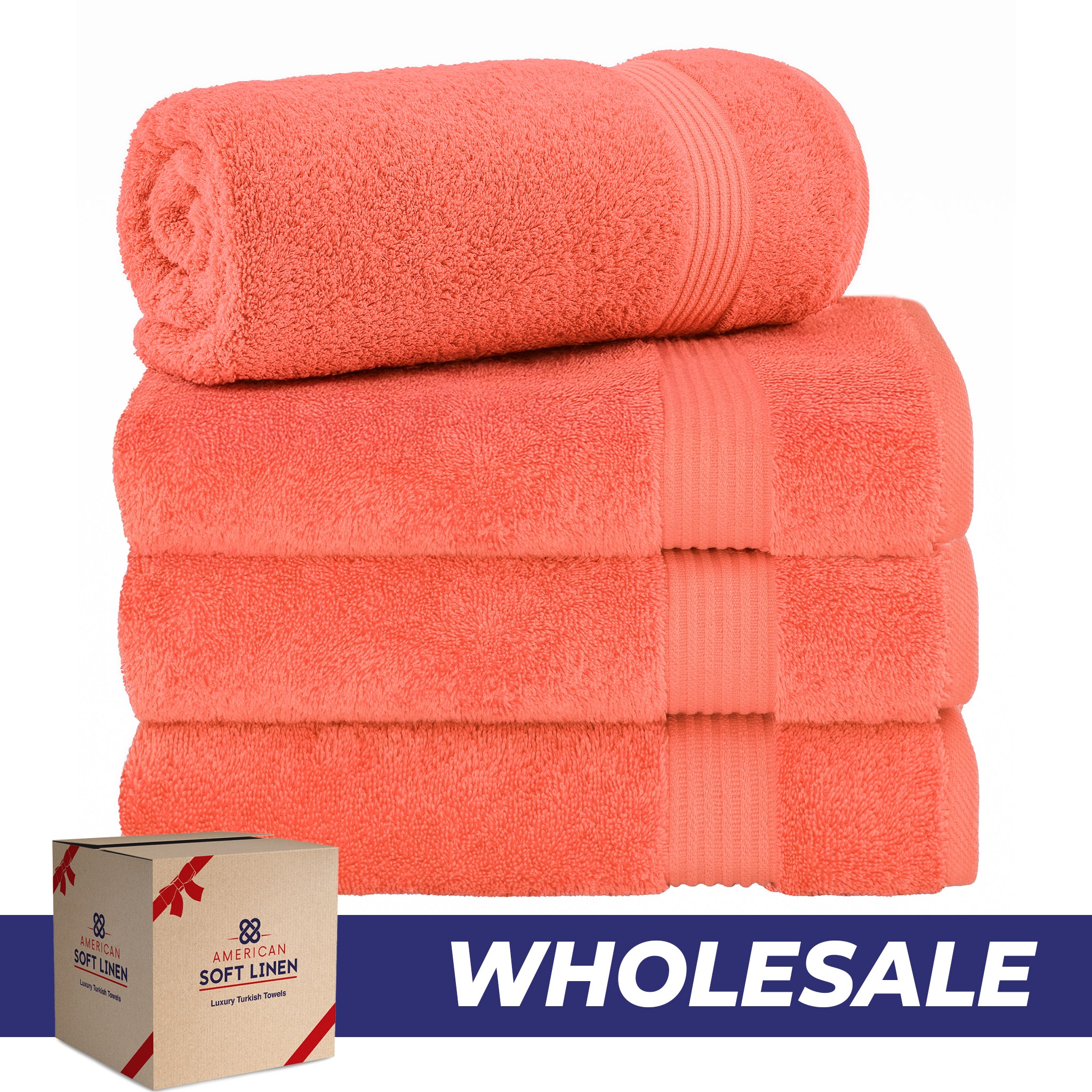 American Soft Linen Bekos 100% Cotton Turkish 4-Piece Bath Towel Sets, Wholesale Luxury Bath Towels