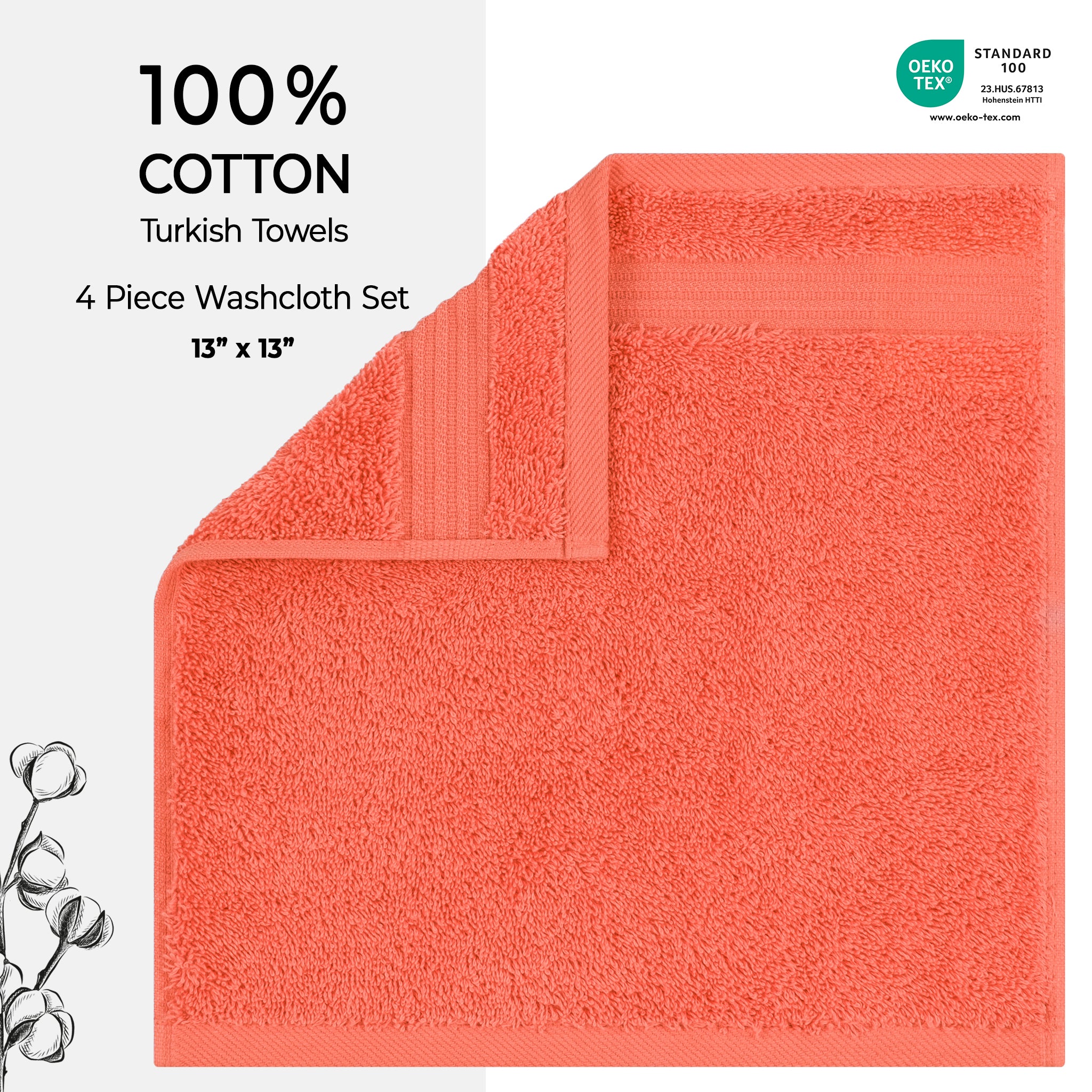 American Soft Linen Bekos 100% Cotton Turkish 4-Piece Washcloth Towel Sets, Wholesale Luxury Towels