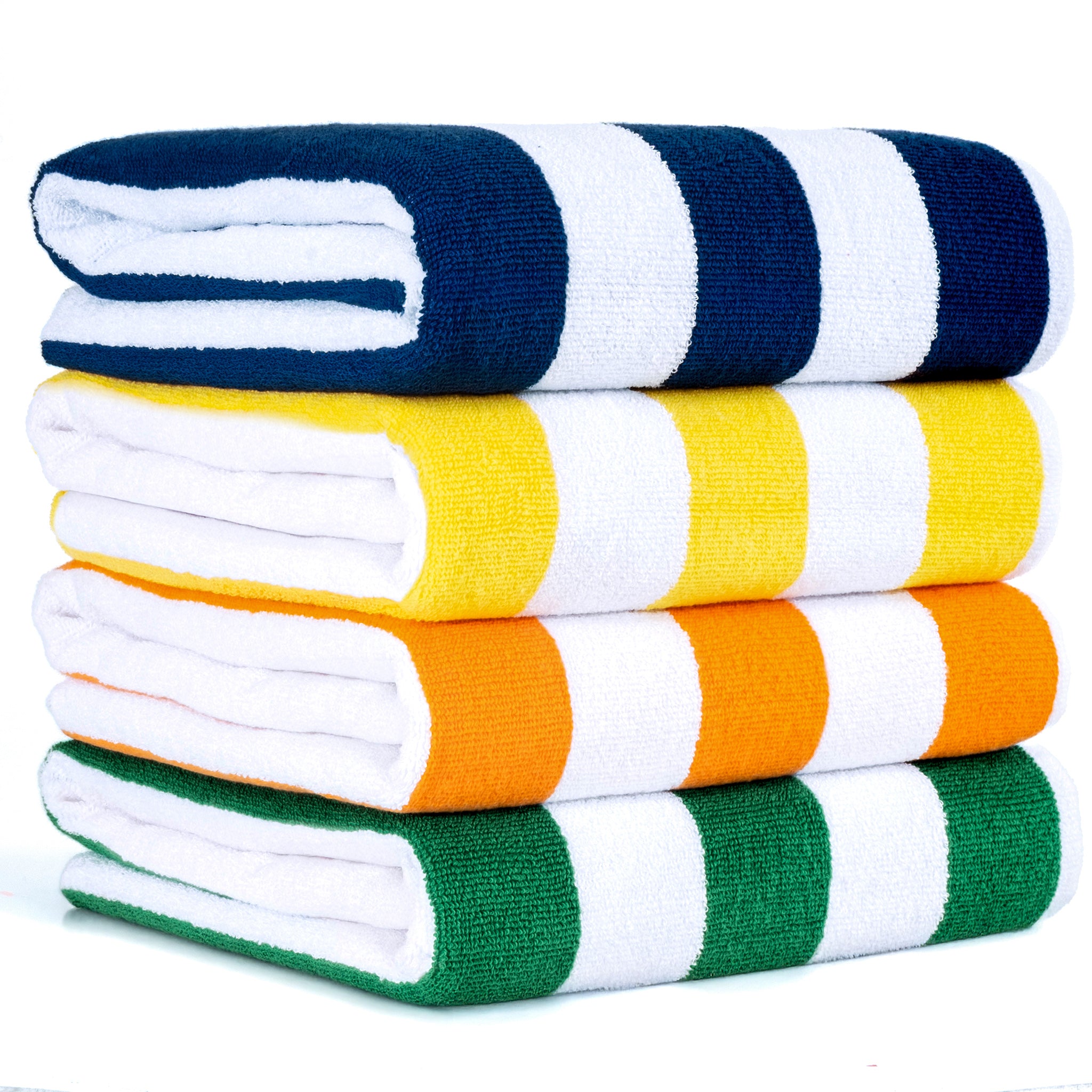 American Soft Linen, Premium Cotton 4 Pack Beach Towels, Cabana Striped - Mix Color - 8 Set Case Pack