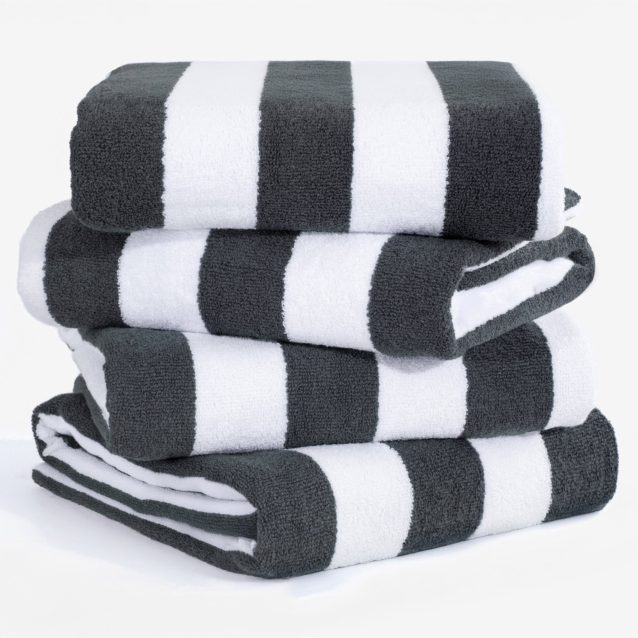 American Soft Linen, Premium Cotton 4 Pack Beach Towels, 30" x 60" Cabana Striped Pool Towels