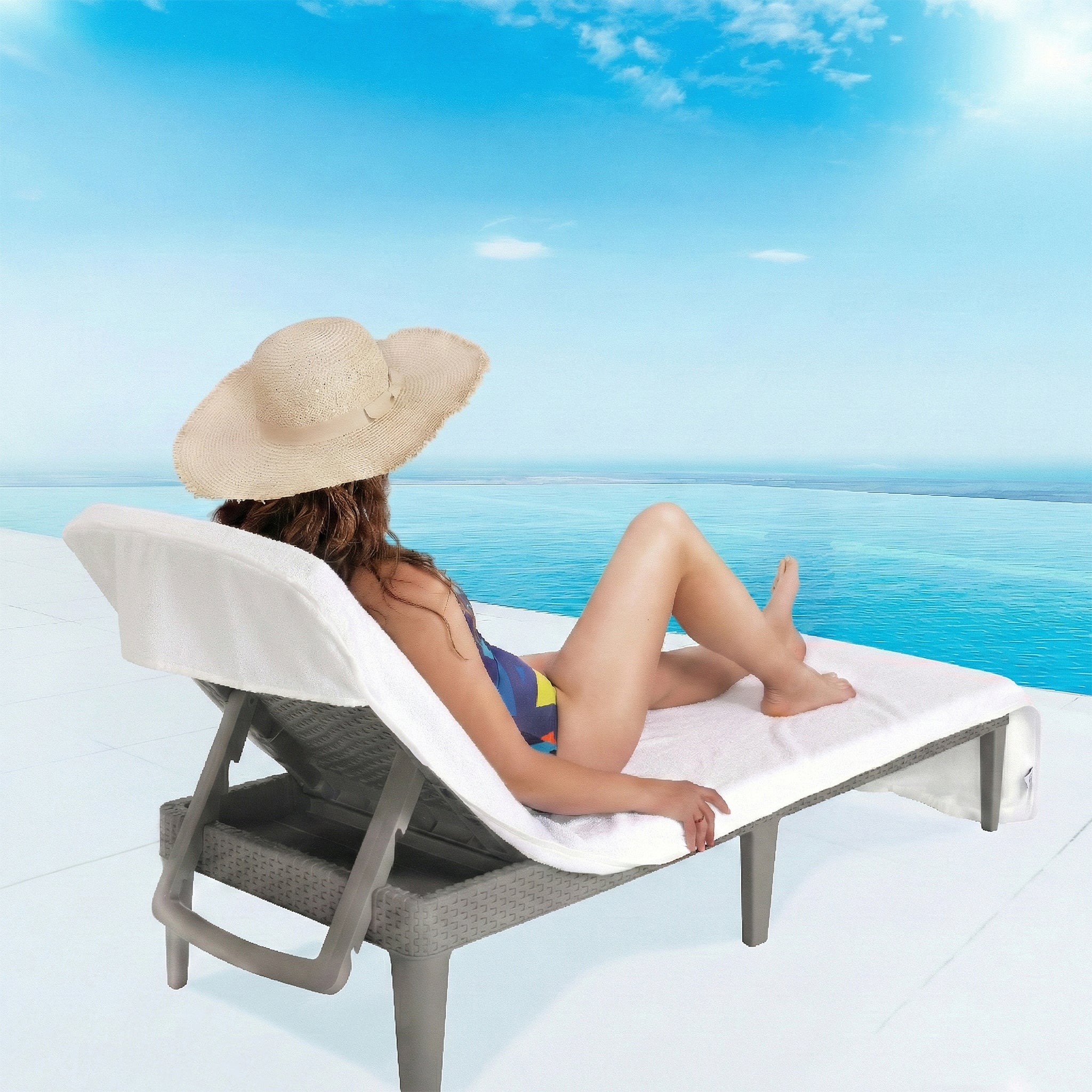 American Soft Linen Chaise Lounge Covers with Pocket, Premium Cotton, 86x32 Inches