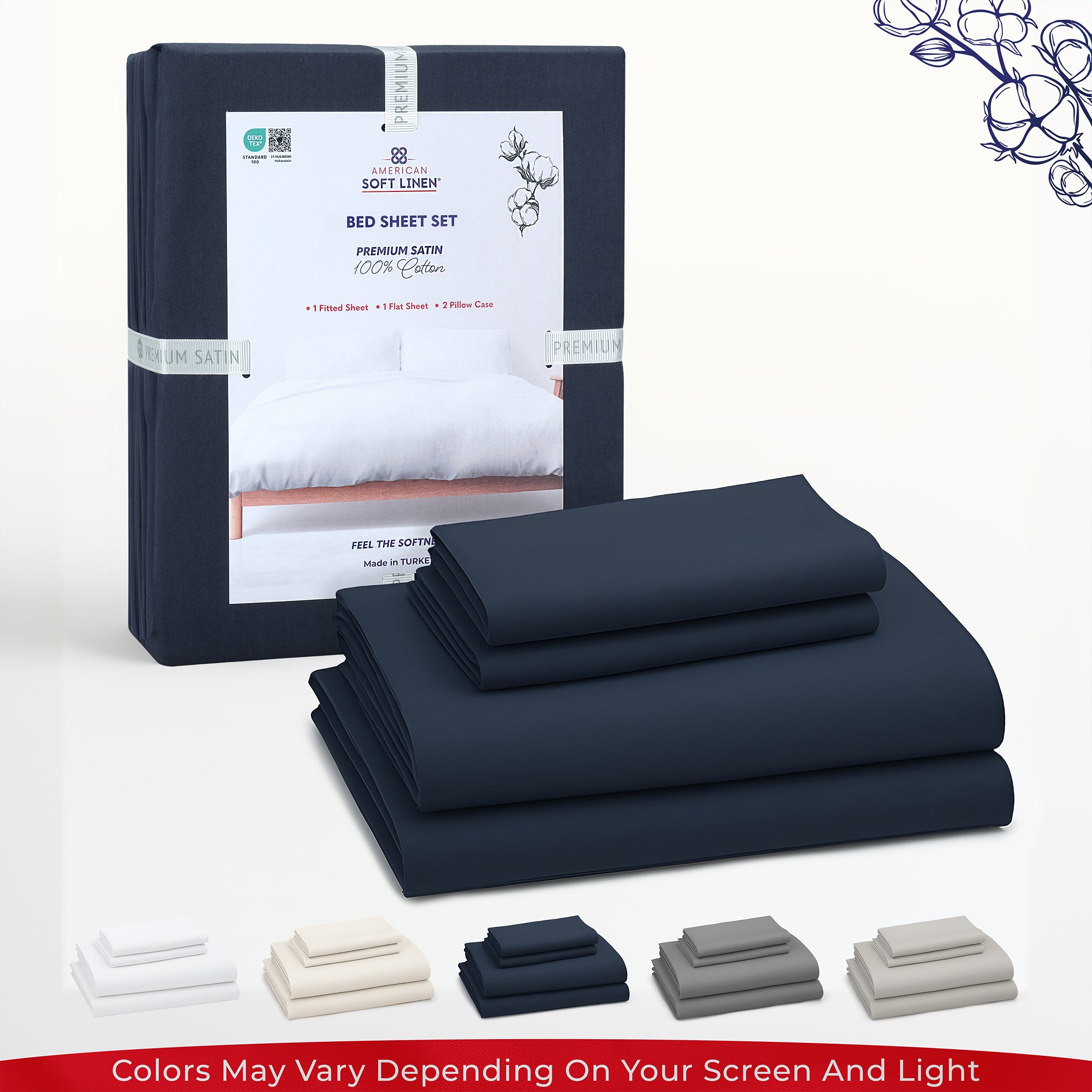 American Soft Linen Luxury 100% Cotton Sateen Weave Sheets Set - Wholesale Bed Sheet Sets