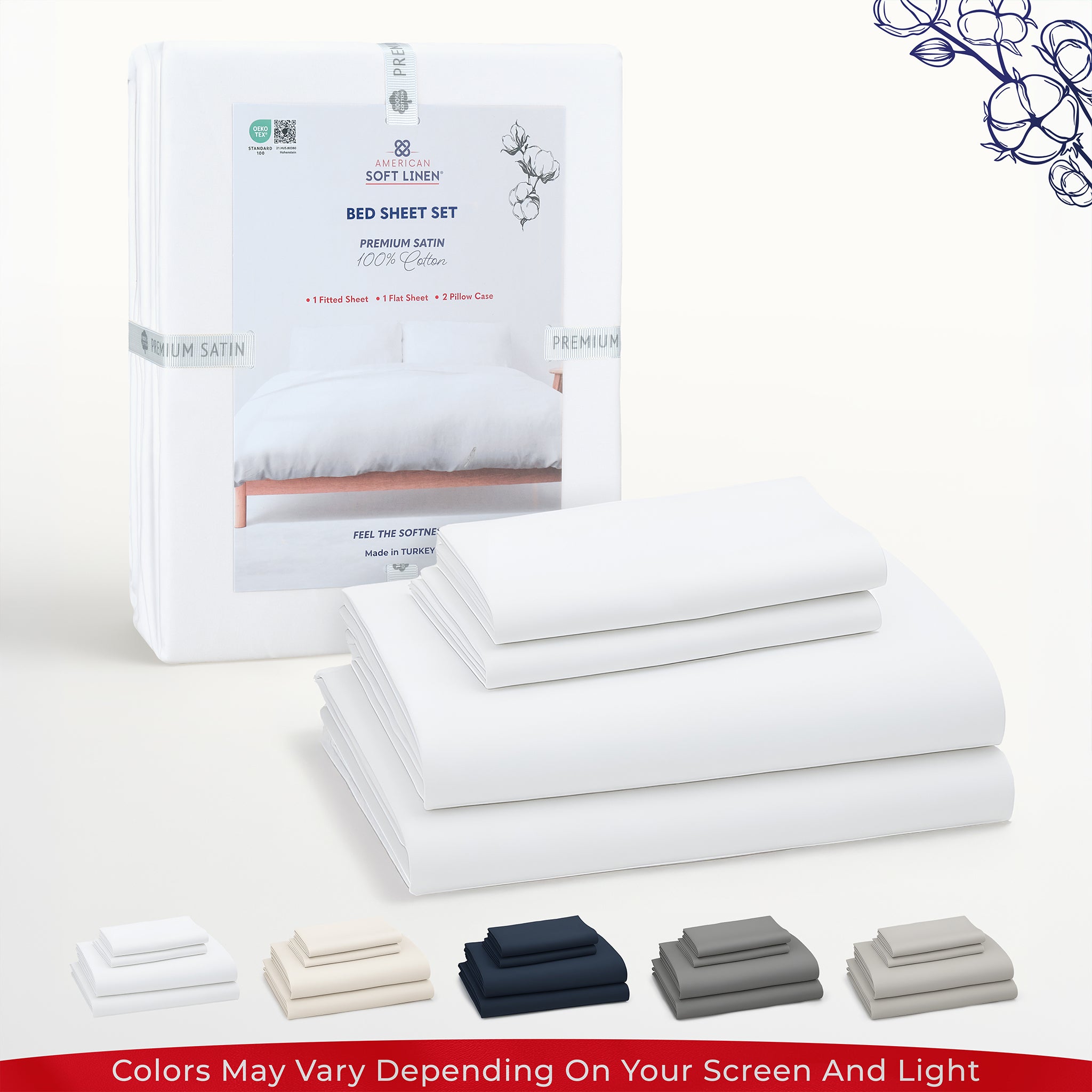 American Soft Linen Luxury 100% Cotton Sateen Weave Sheets Set - Wholesale Bed Sheet Sets