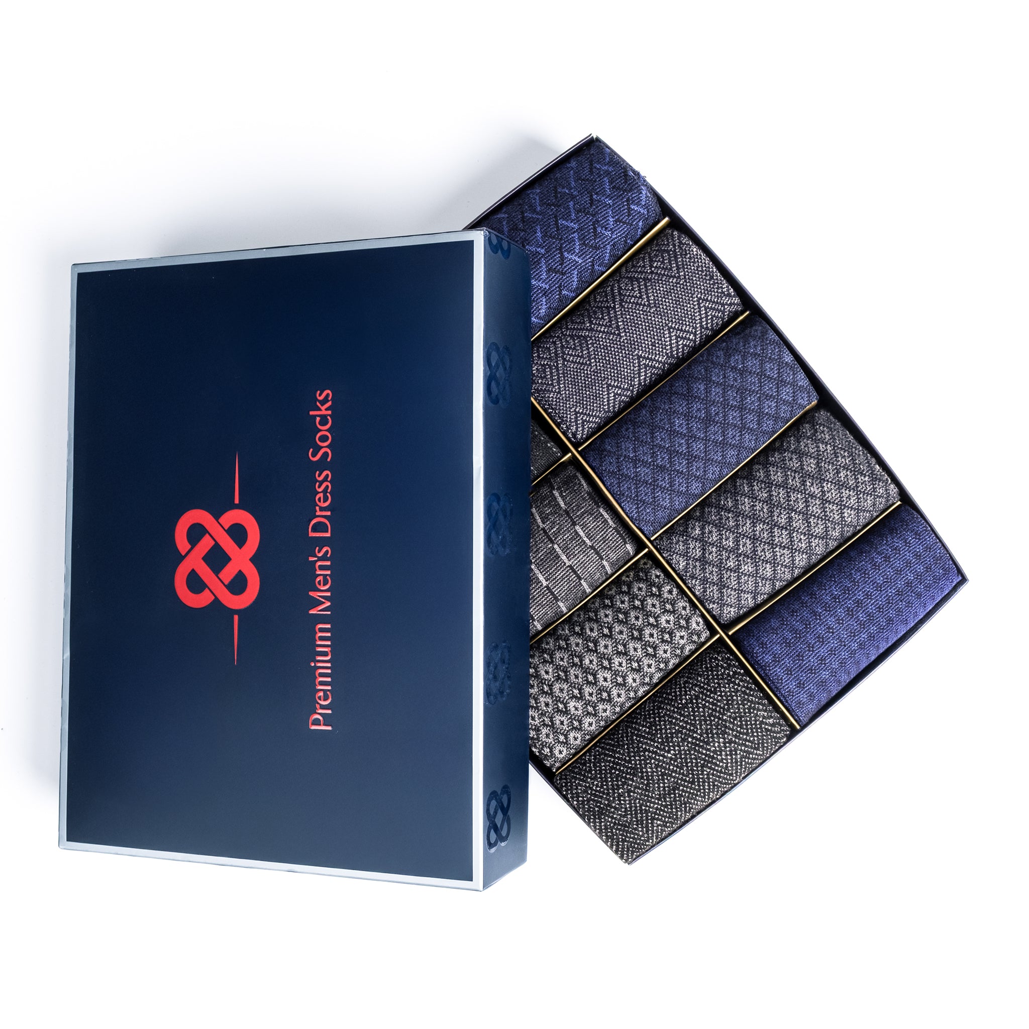 American Soft Linen men’s luxury patterned crew dress socks in premium gift box organizer, Mix color, 5 pack black + 5 pack blue