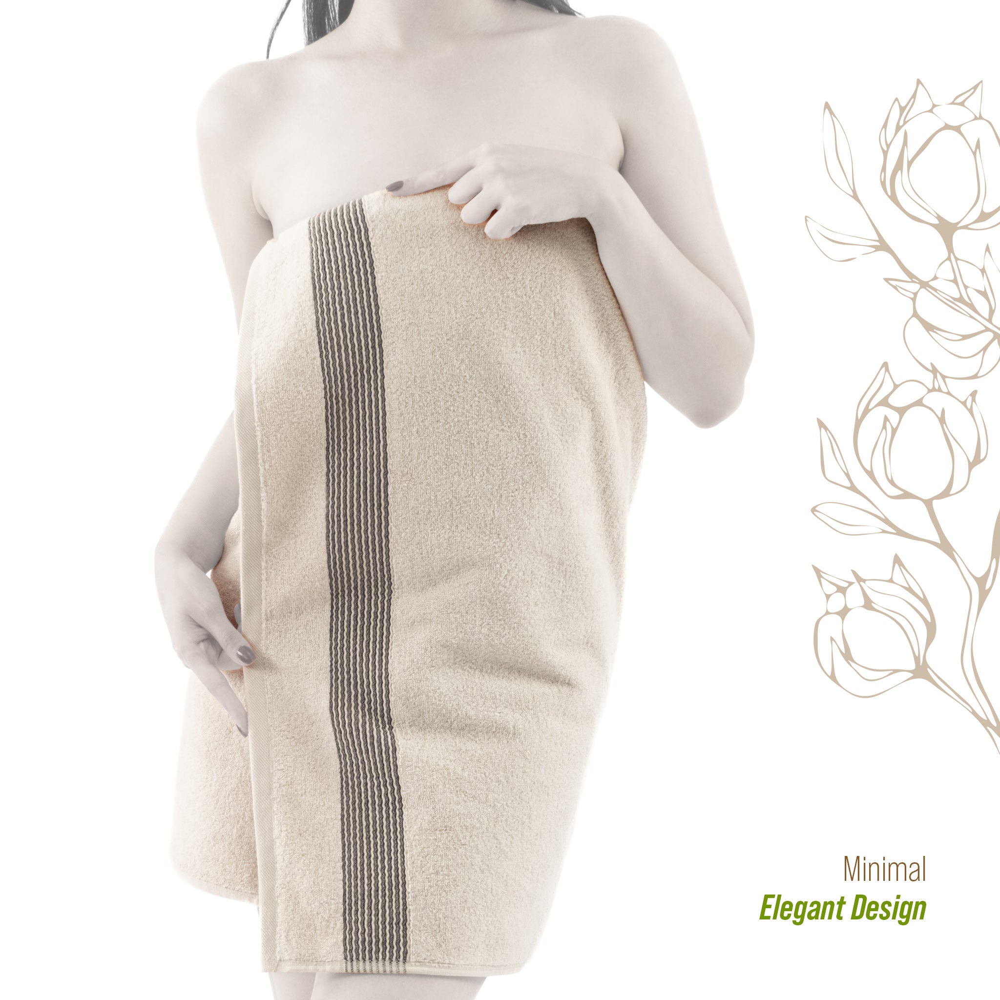 American Soft Linen Pleated Collection 100% Combed Cotton Luxury 6 Piece Towel Set, Zero Twist Ultra Soft and Plush 460 GSM Towels for Bathroom