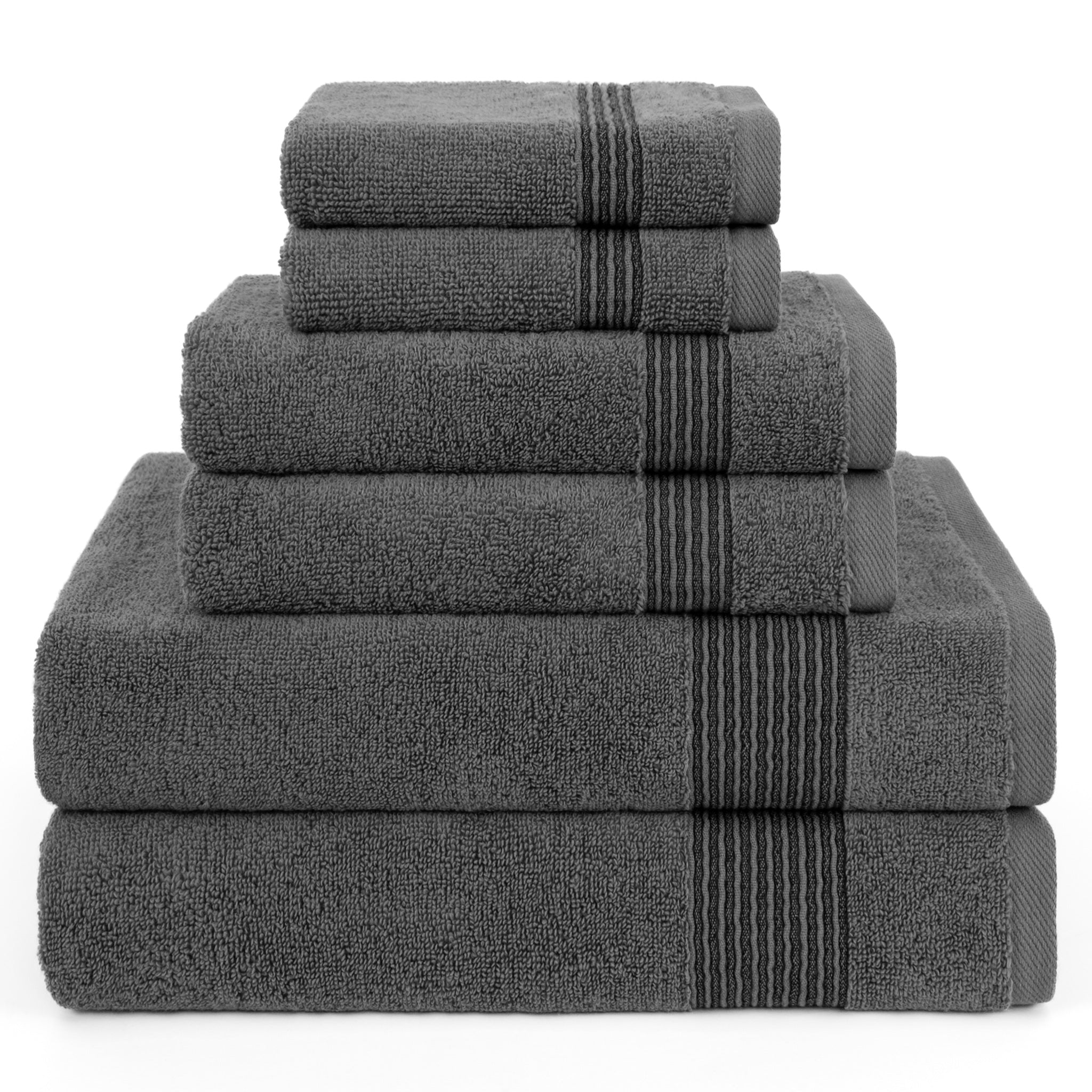 American Soft Linen Pleated Collection 100% Combed Cotton Luxury 6 Piece Towel Set, Zero Twist Ultra Soft and Plush 460 GSM Towels for Bathroom