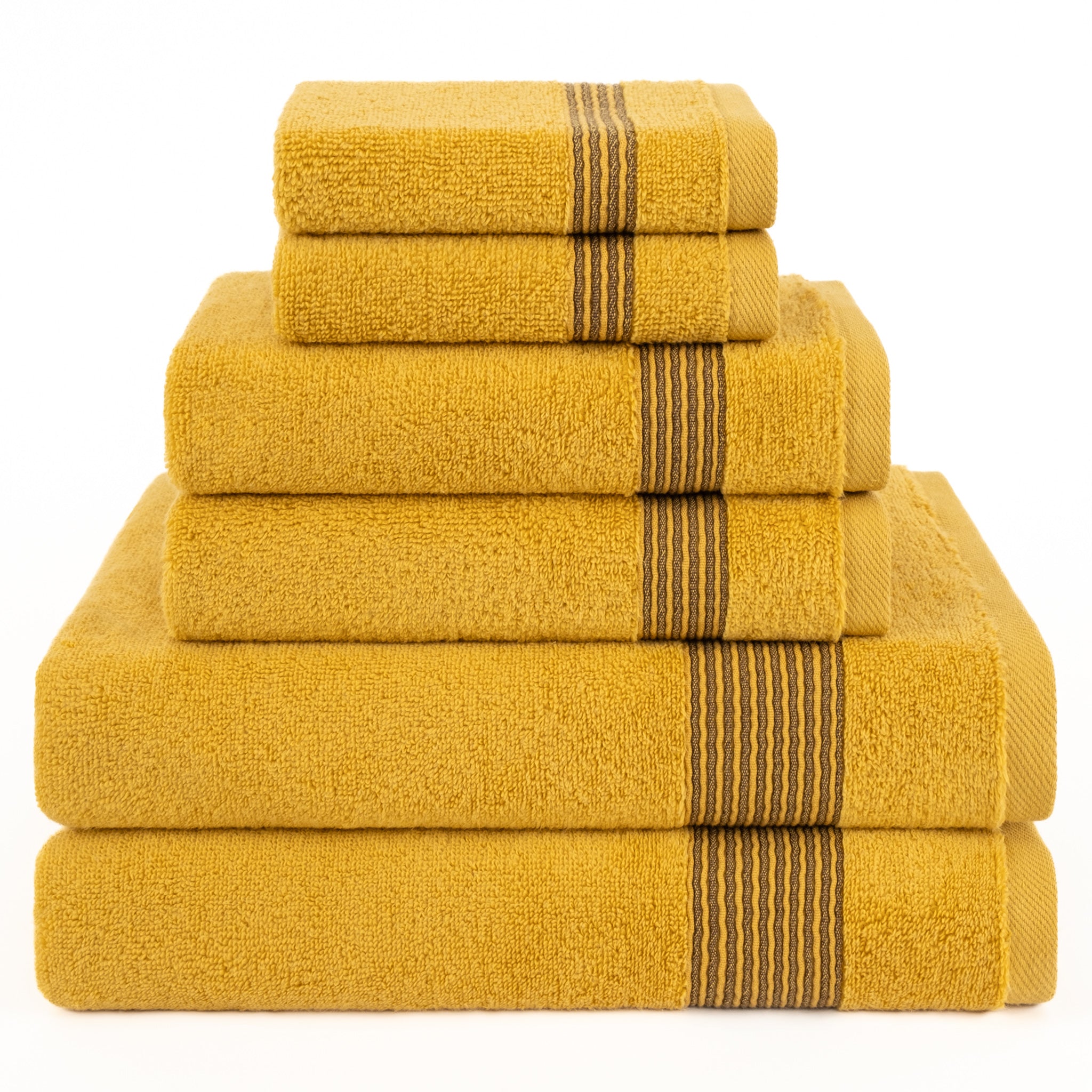 American Soft Linen Pleated Collection 100% Combed Cotton Luxury 6 Piece Towel Set, Zero Twist Ultra Soft and Plush 460 GSM Towels for Bathroom