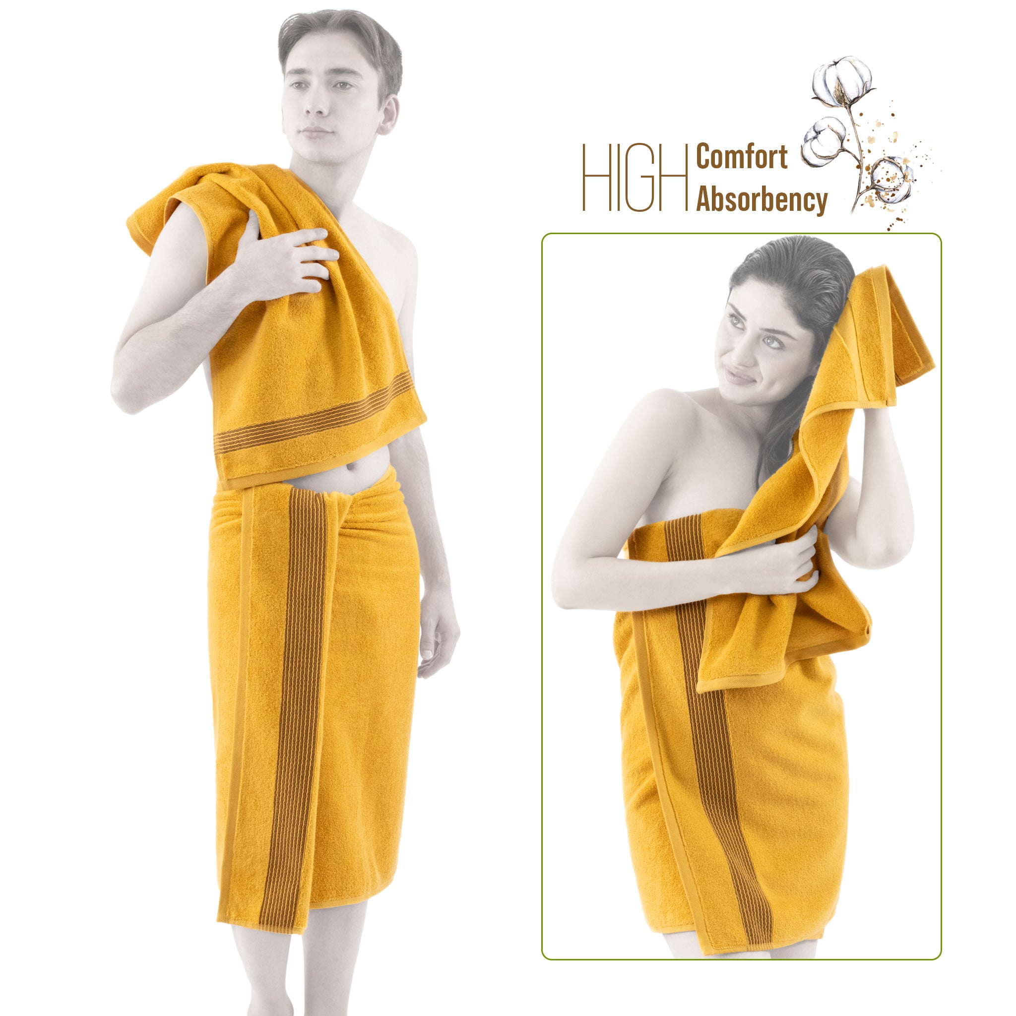American Soft Linen Pleated Collection 100% Combed Cotton Luxury 6 Piece Towel Set, Zero Twist Ultra Soft and Plush 460 GSM Towels for Bathroom