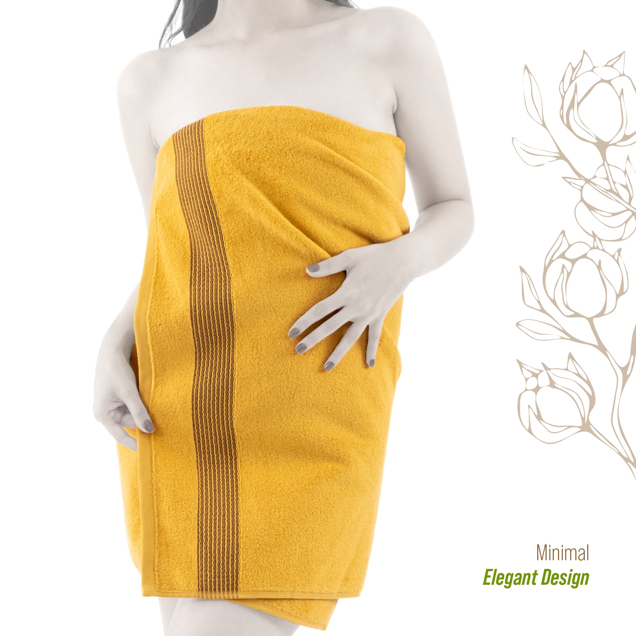 American Soft Linen Pleated Collection 100% Combed Cotton Luxury 6 Piece Towel Set, Zero Twist Ultra Soft and Plush 460 GSM Towels for Bathroom