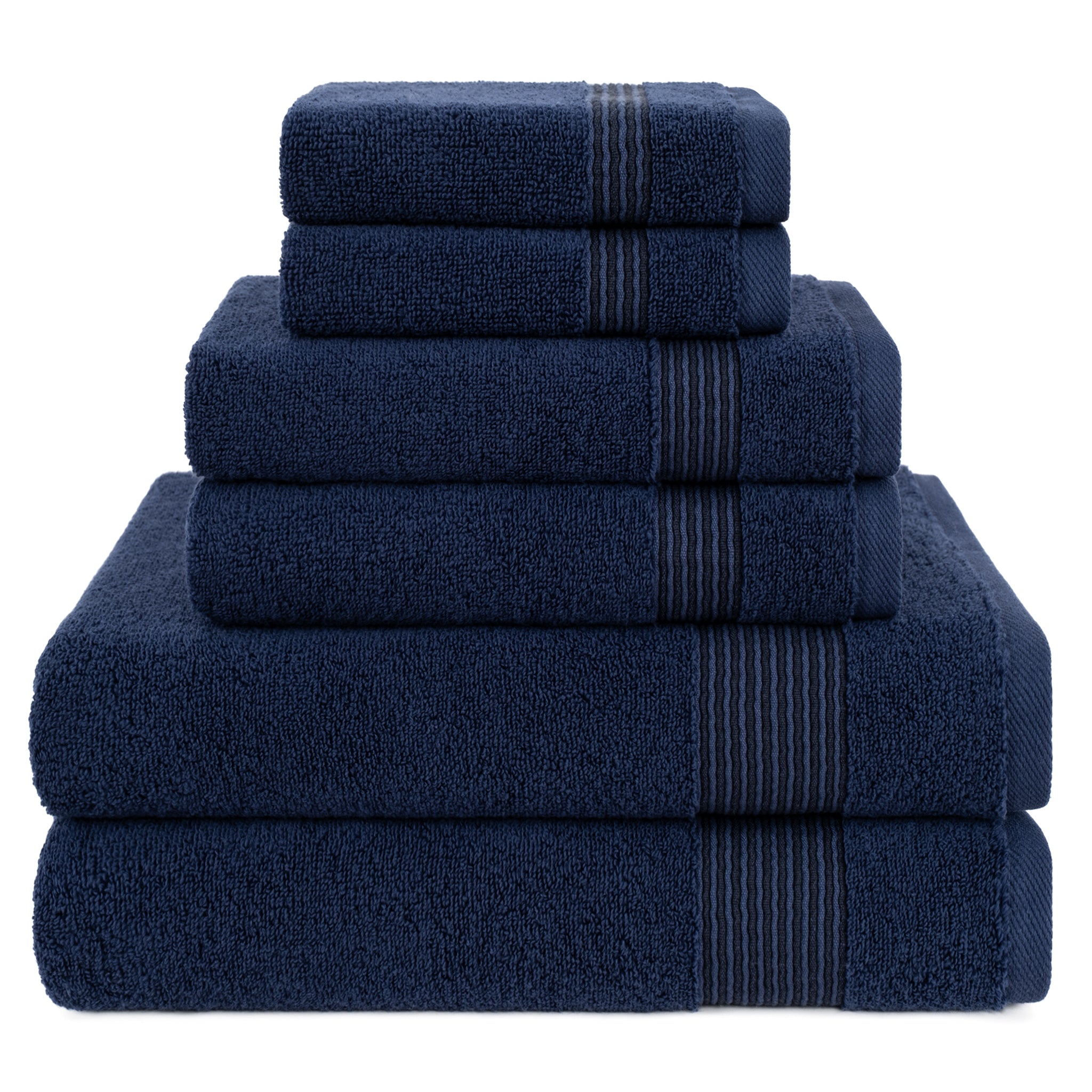 American Soft Linen Pleated Collection 100% Combed Cotton Luxury 6 Piece Towel Set, Zero Twist Ultra Soft and Plush 460 GSM Towels for Bathroom