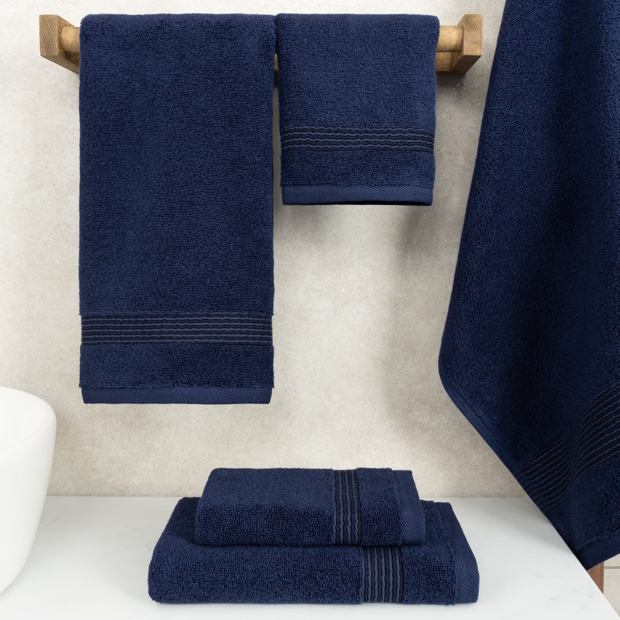 American Soft Linen Pleated Collection 100% Combed Cotton Luxury 6 Piece Towel Set, Zero Twist Ultra Soft and Plush 460 GSM Towels for Bathroom