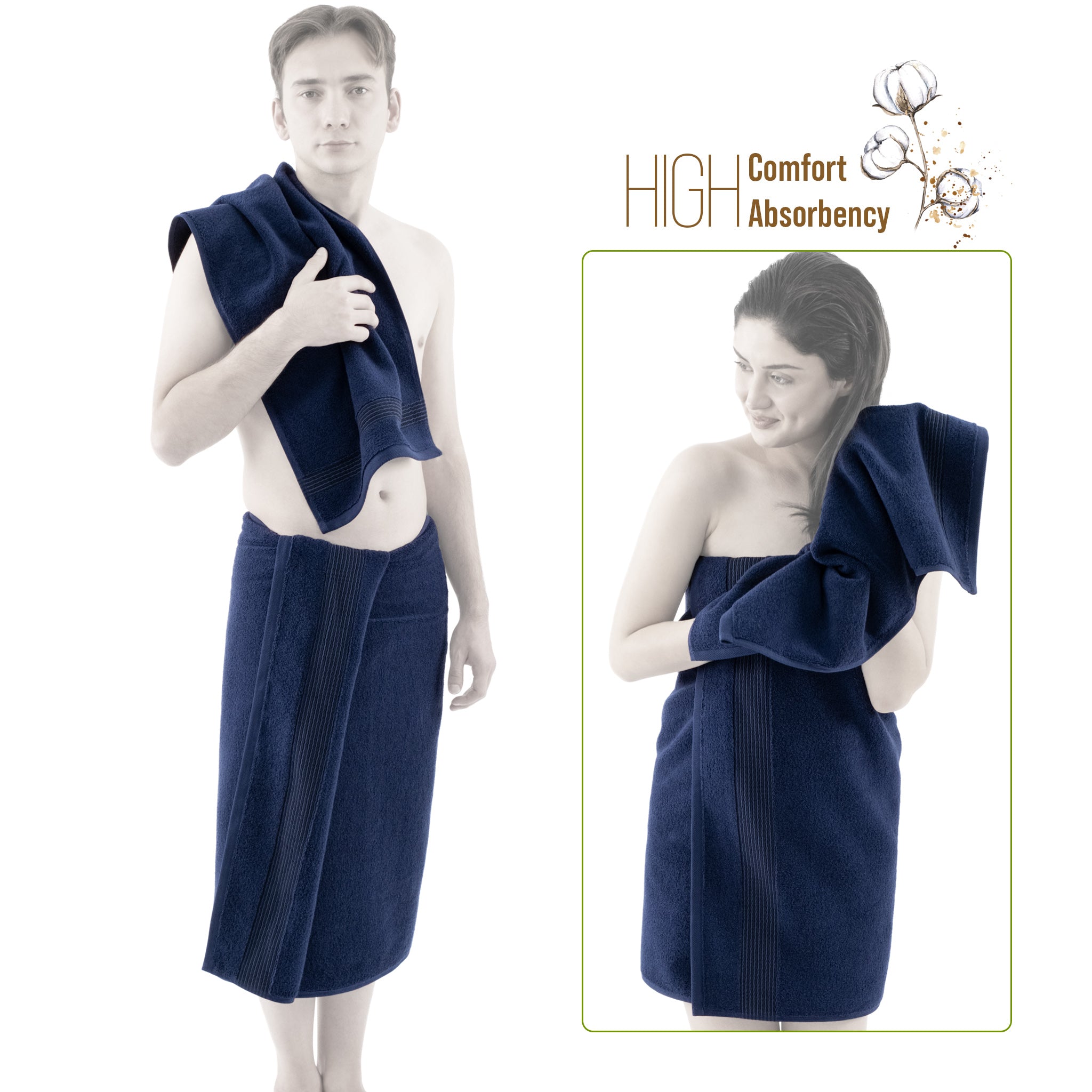 American Soft Linen Pleated Collection 100% Combed Cotton Luxury 6 Piece Towel Set, Zero Twist Ultra Soft and Plush 460 GSM Towels for Bathroom