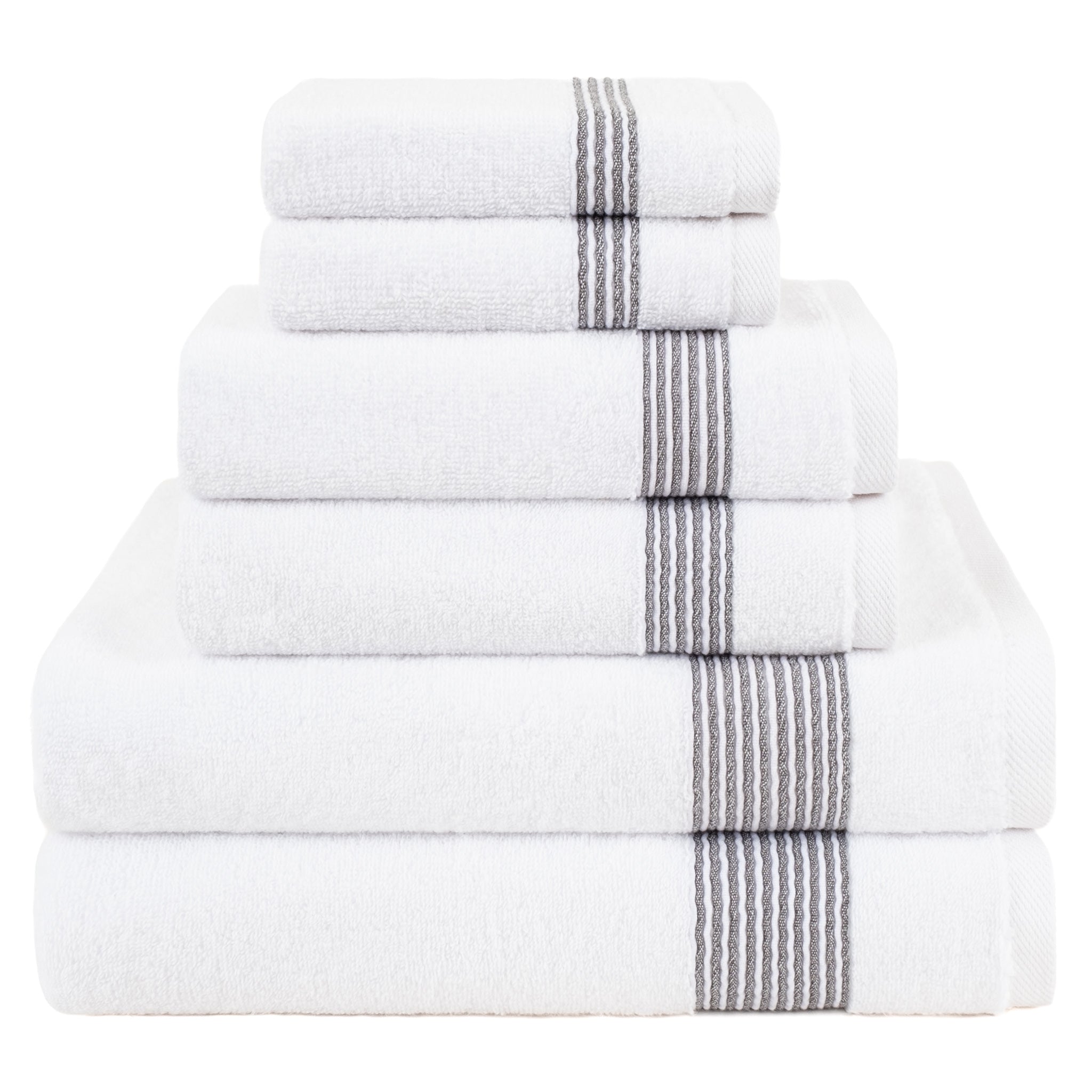 American Soft Linen Pleated Collection 100% Combed Cotton Luxury 6 Piece Towel Set, Zero Twist Ultra Soft and Plush 460 GSM Towels for Bathroom