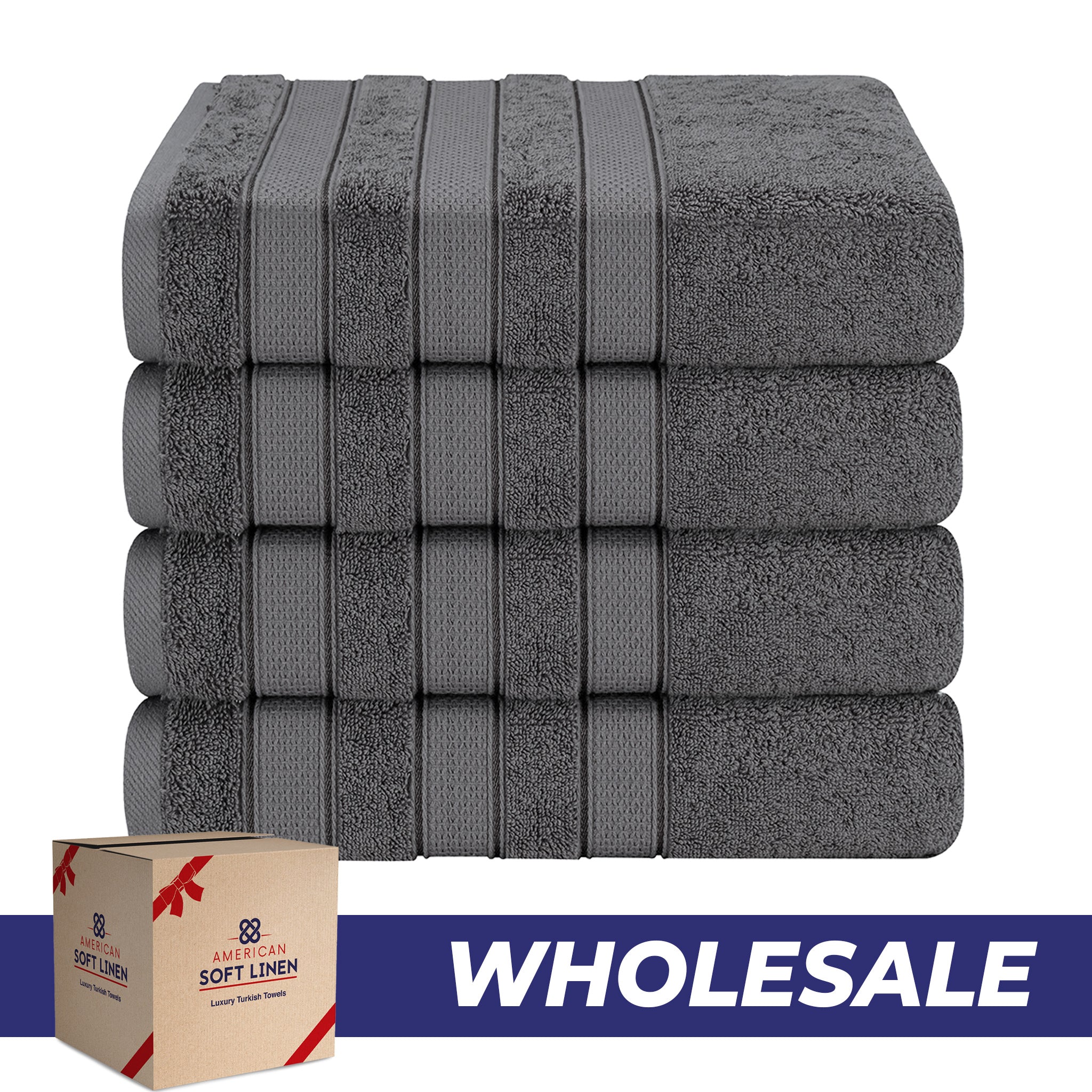 American Soft Linen Salem 4-Pack Bath Towel Sets, 100% Cotton Luxury Turkish Towels, Super Soft, Absorbent, Premium Wholesale Bath Towels - Gray 0