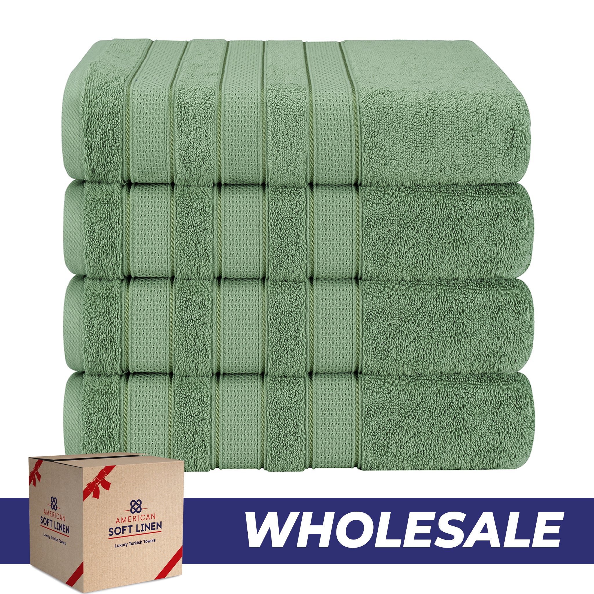 American Soft Linen Salem 4-Pack Bath Towel Sets, 100% Cotton Luxury Turkish Towels, Super Soft, Absorbent, Premium Wholesale Bath Towels - Sage Green 0