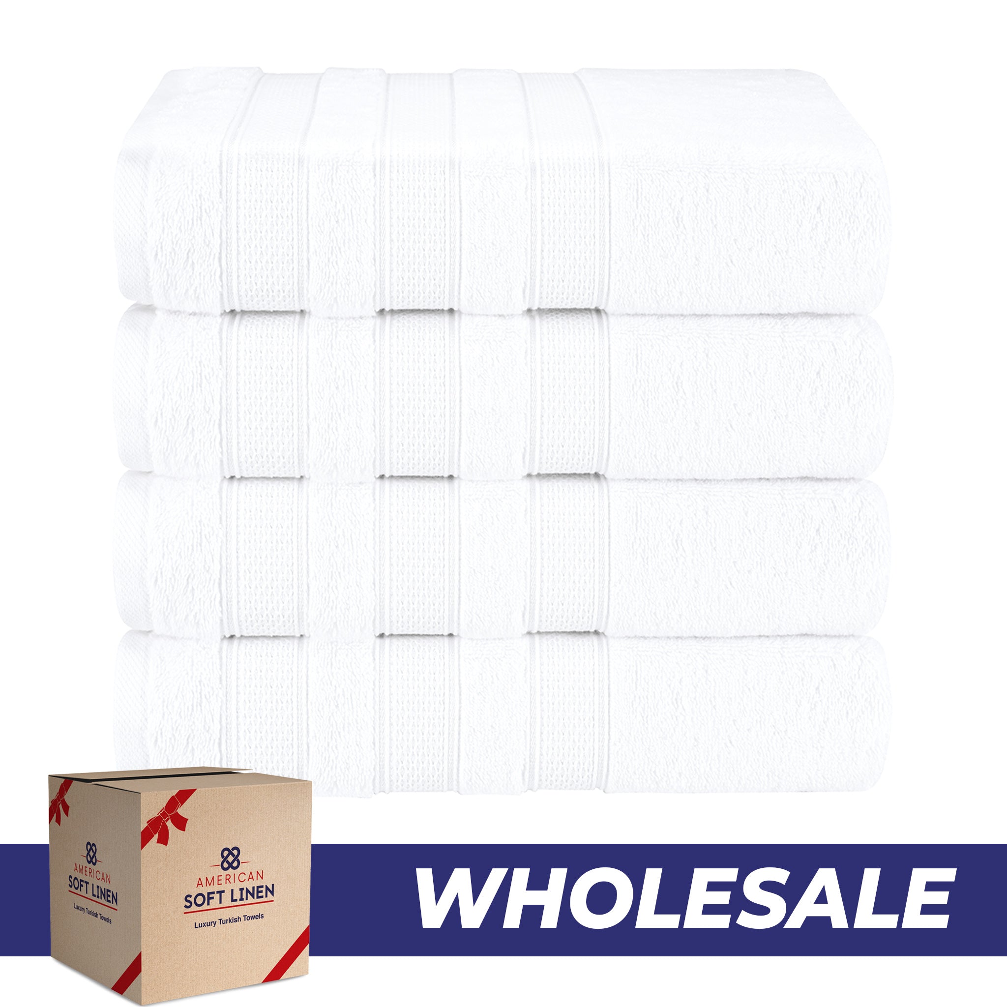 American Soft Linen Salem 4-Pack Bath Towel Sets, 100% Cotton Luxury Turkish Towels, Super Soft, Absorbent, Premium Wholesale Bath Towels - White 0